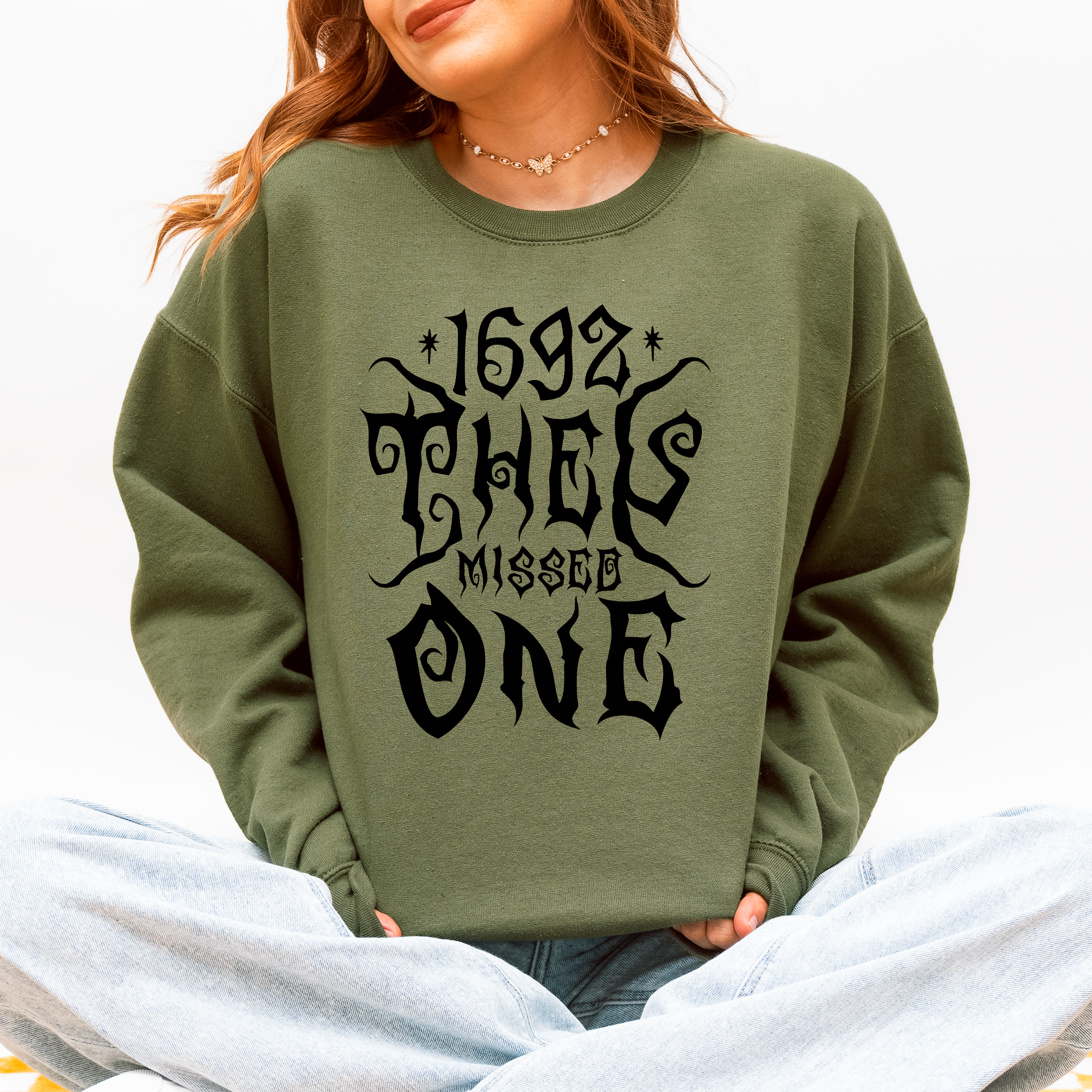 1692 They Missed One Salem Spooky Witch Halloween Night Edition Deluxe Cozy Graphic Sweatshirt