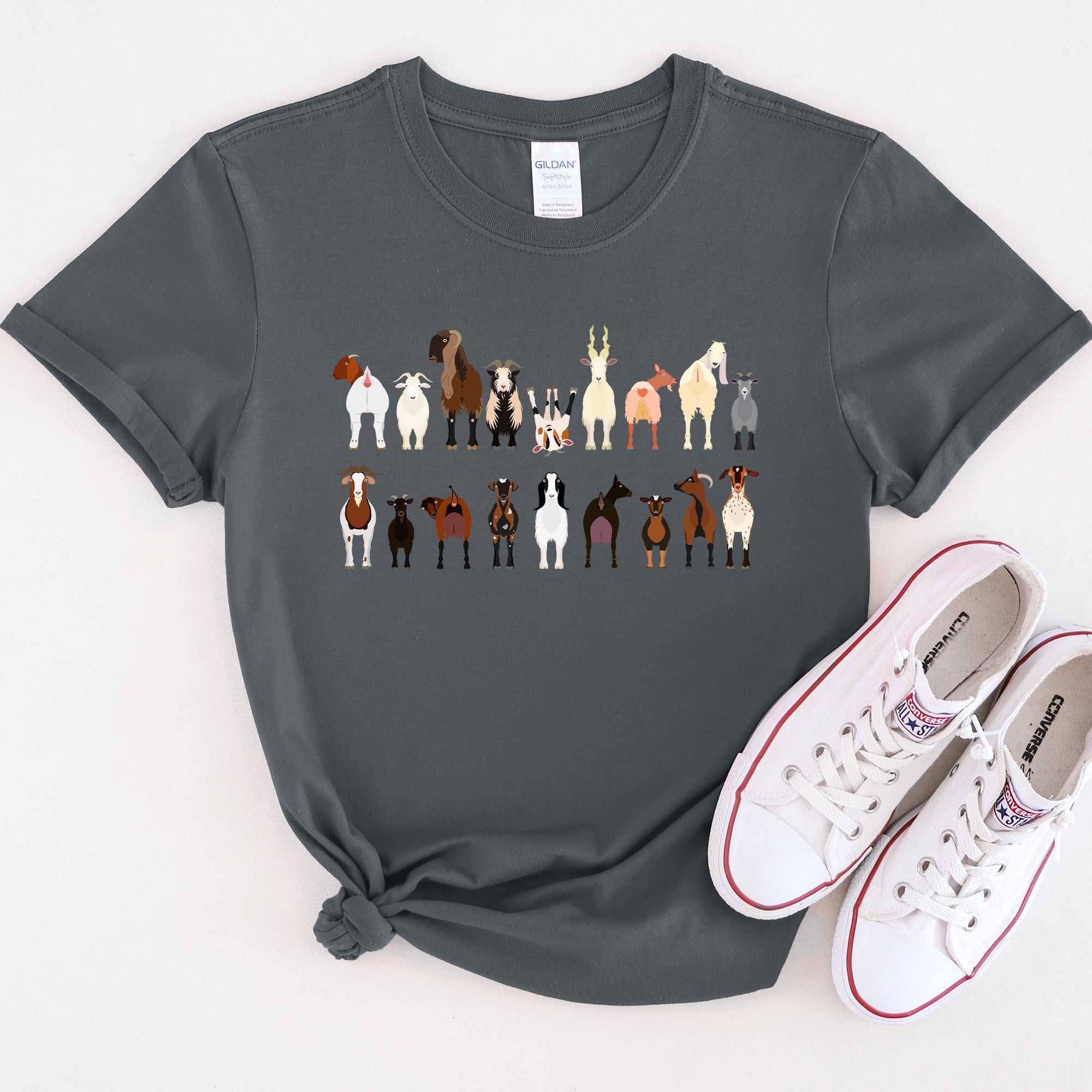 Goat Lovers Farm Animal Illustration Breeds Vintage Style Artwork With Bold Graphics Graphic Tee