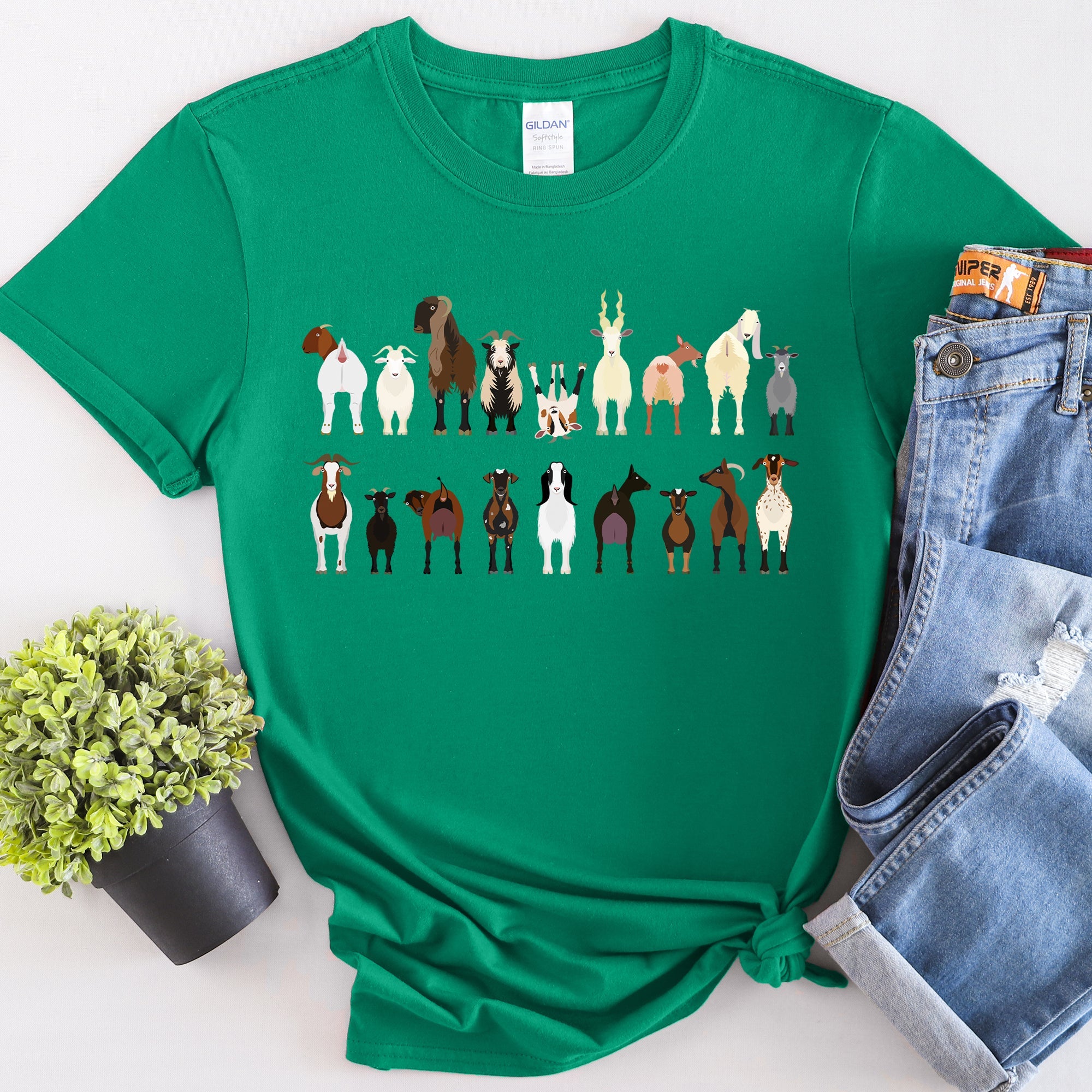 Goat Lovers Farm Animal Illustration Breeds Vintage Style Artwork With Bold Graphics Graphic Tee