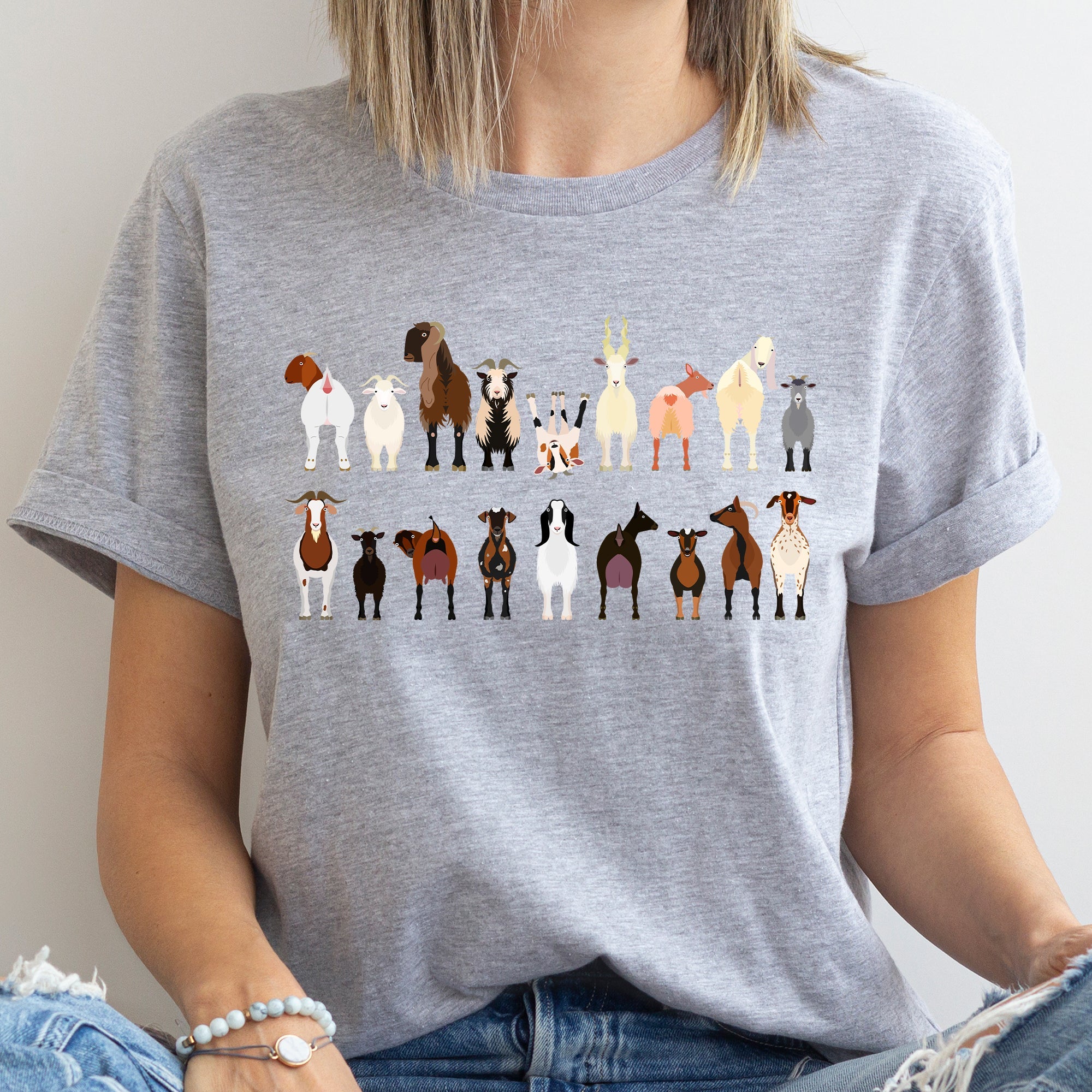 Goat Lovers Farm Animal Illustration Breeds Vintage Style Artwork With Bold Graphics Graphic Tee