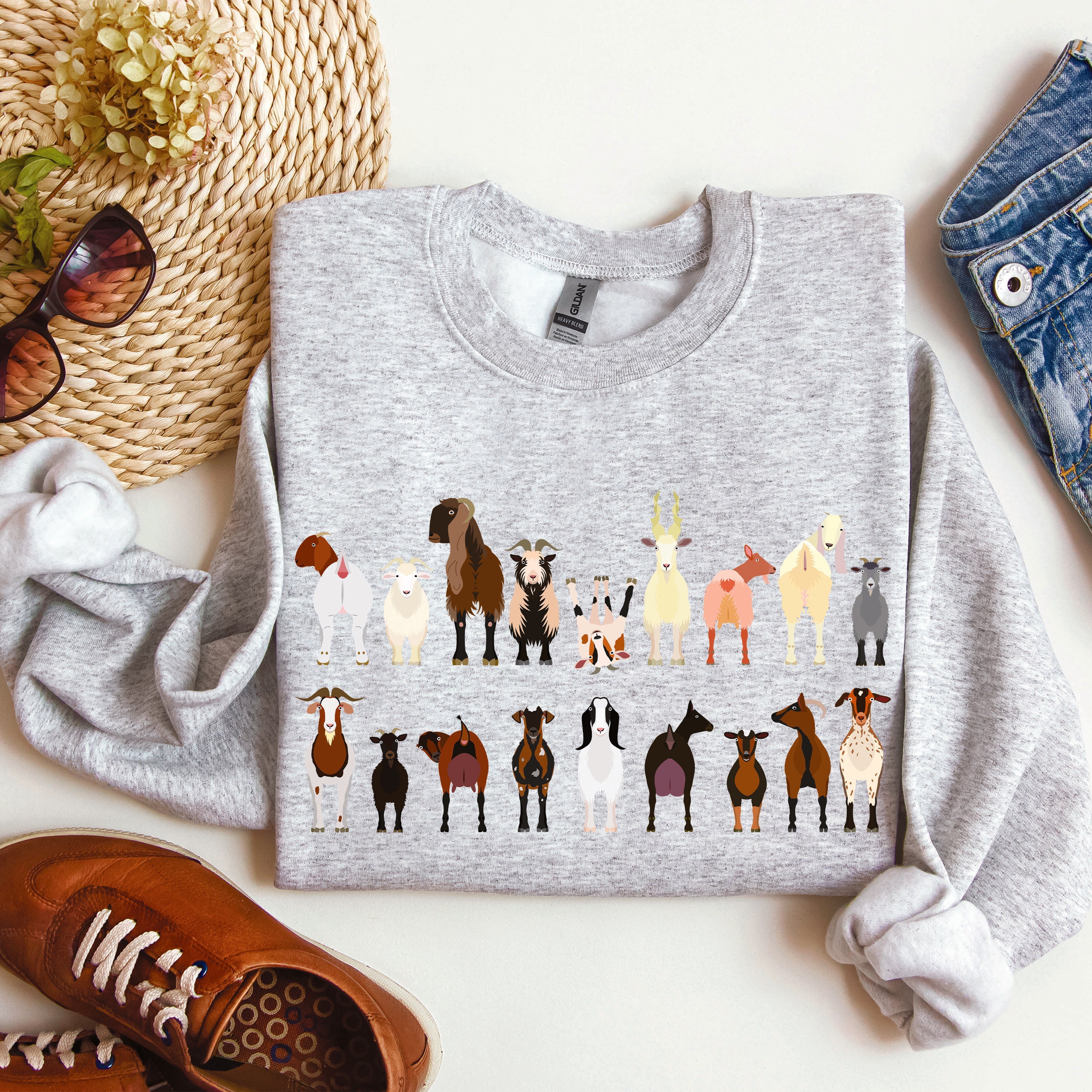 Goat Breeds Farm Animal Lover Cozy On The Farm Edition Premium Fleece Sweatshirt