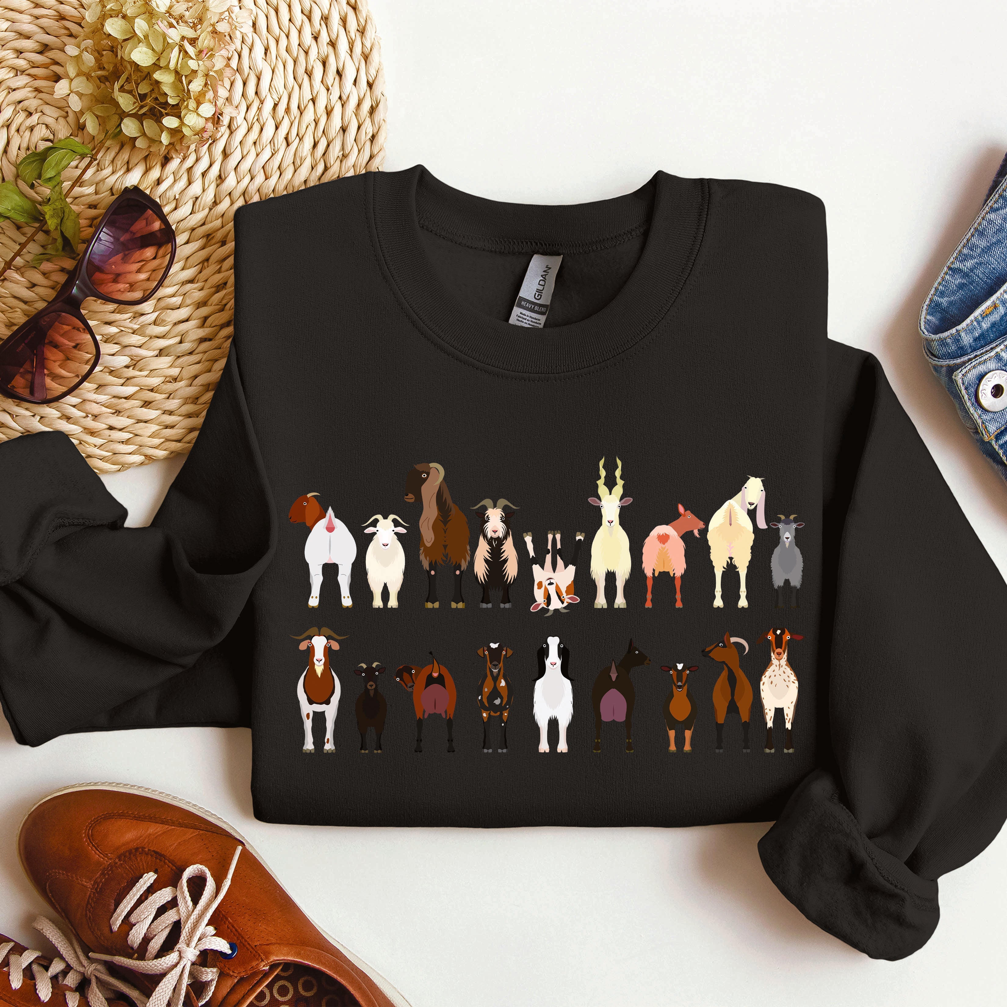 Goat Breeds Farm Animal Lover Cozy On The Farm Edition Premium Fleece Sweatshirt