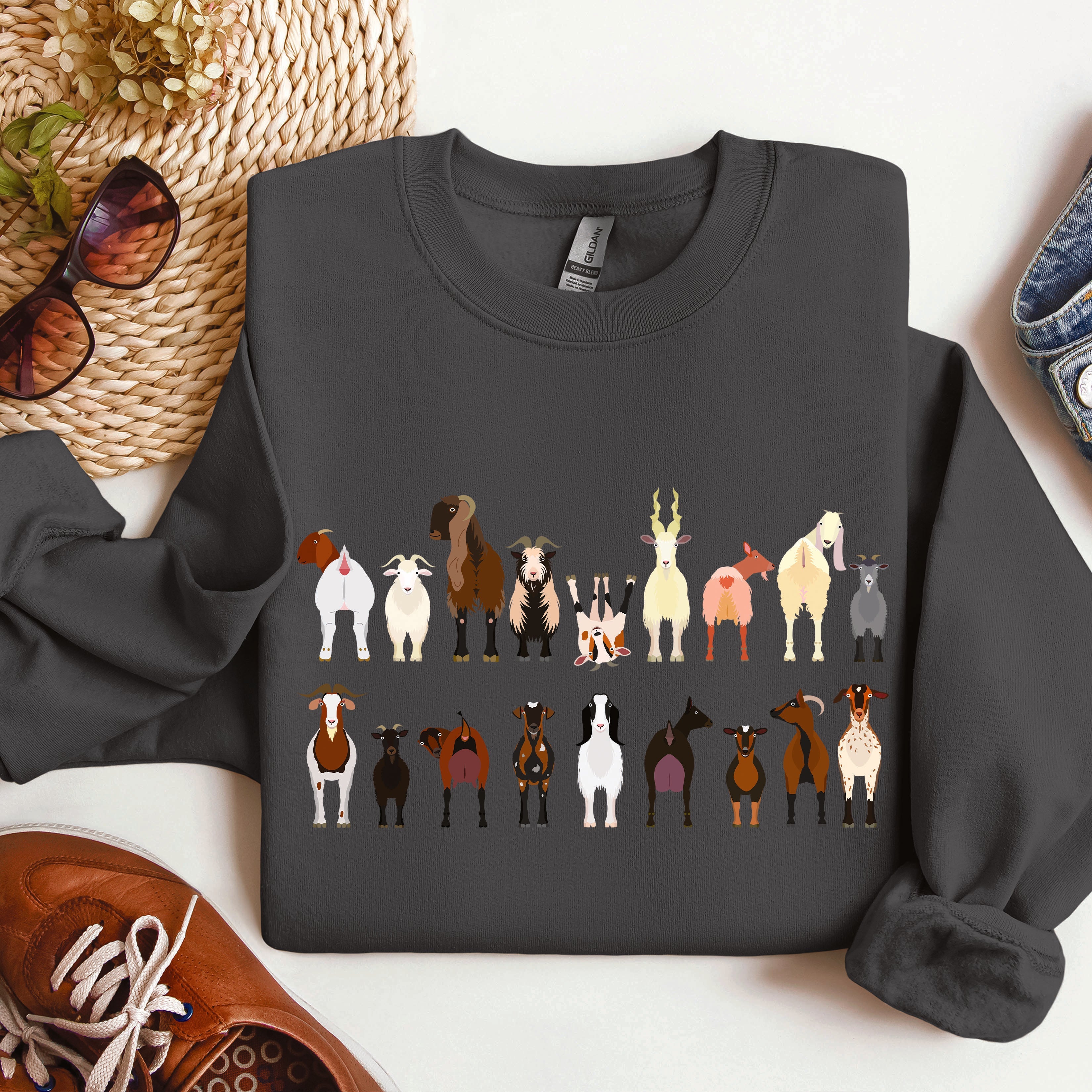 Goat Breeds Farm Animal Lover Cozy On The Farm Edition Premium Fleece Sweatshirt