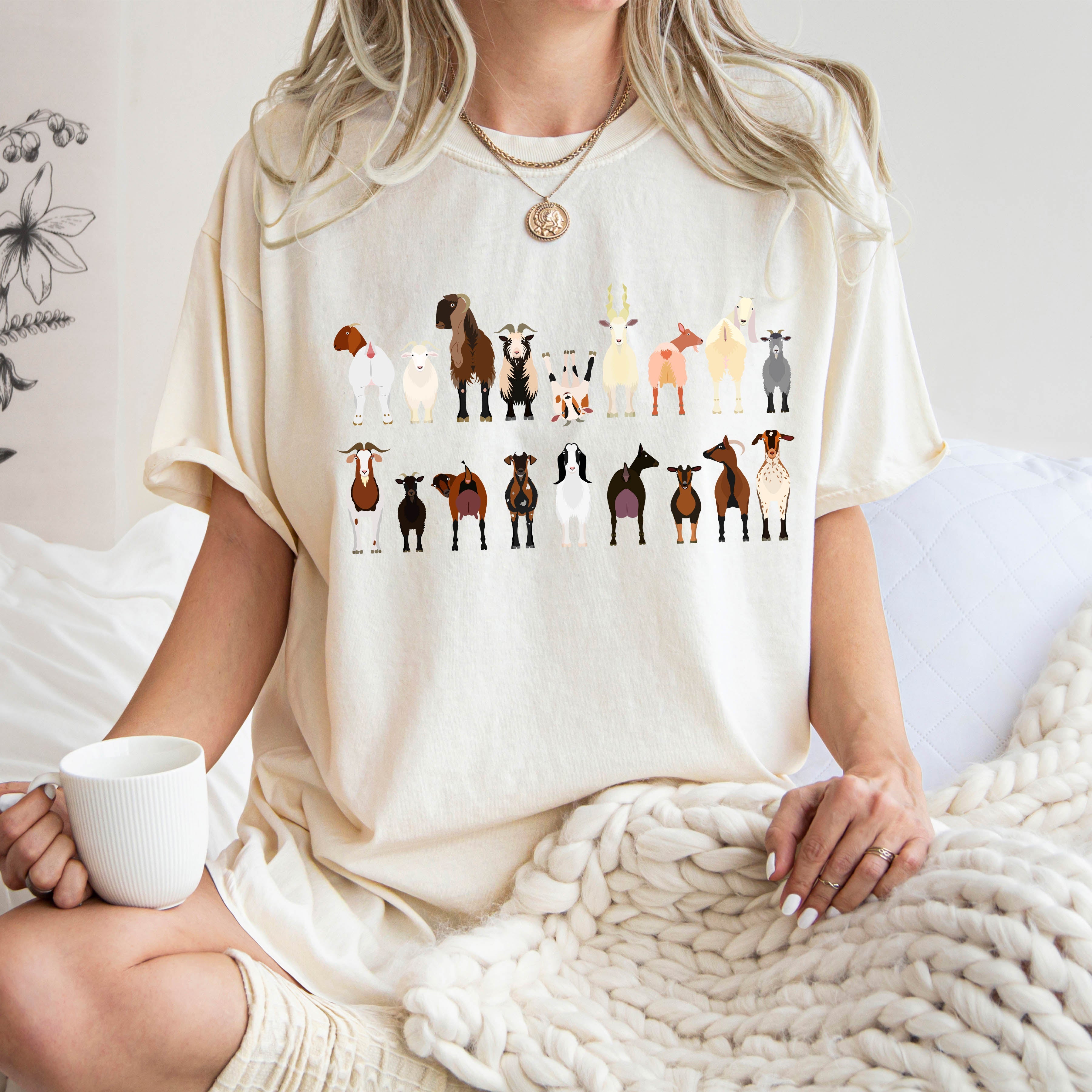 Goat Lovers Farm Animal Illustration With Breeds And Pets Displayed Comfort Colors Tee