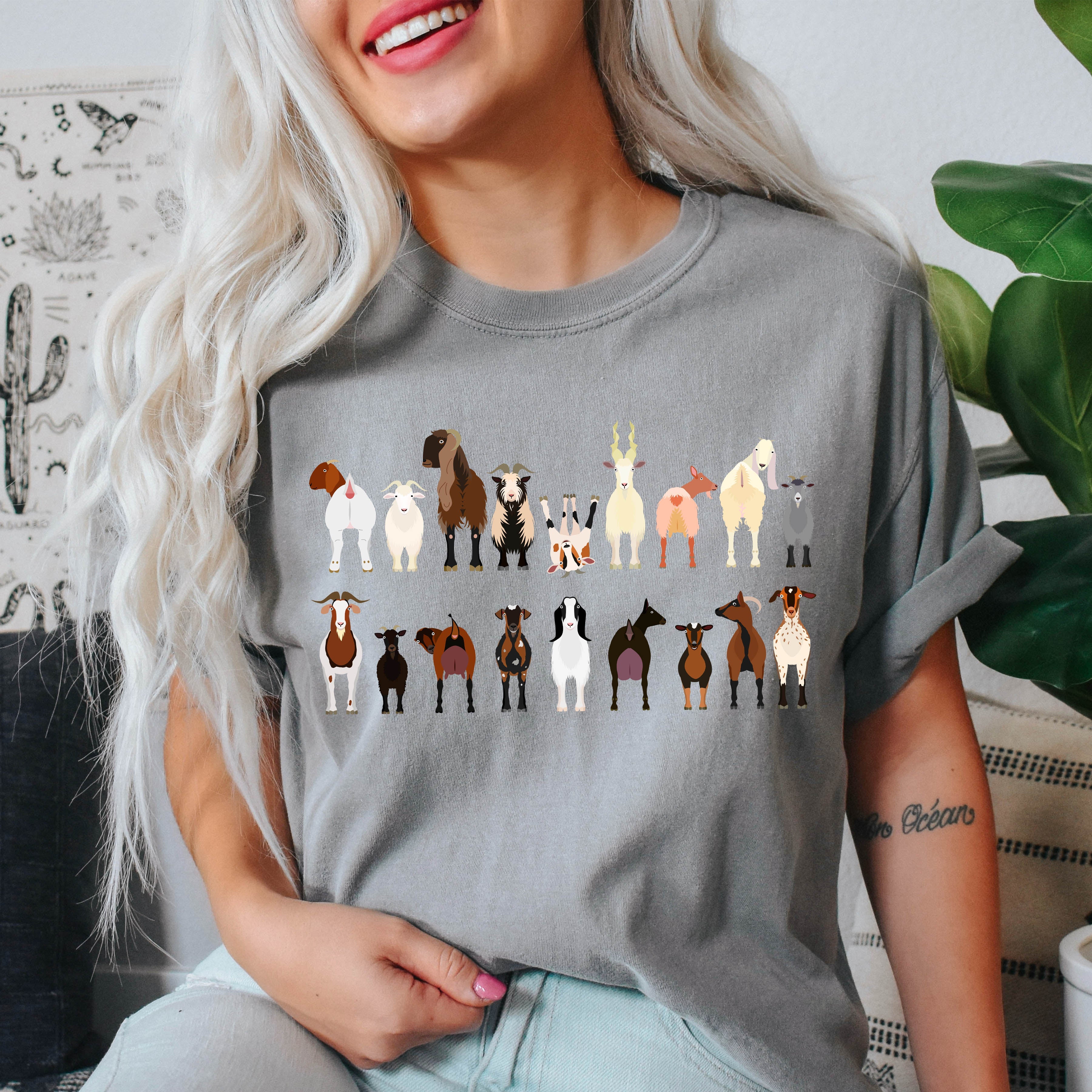 Goat Lovers Farm Animal Illustration With Breeds And Pets Displayed Comfort Colors Tee