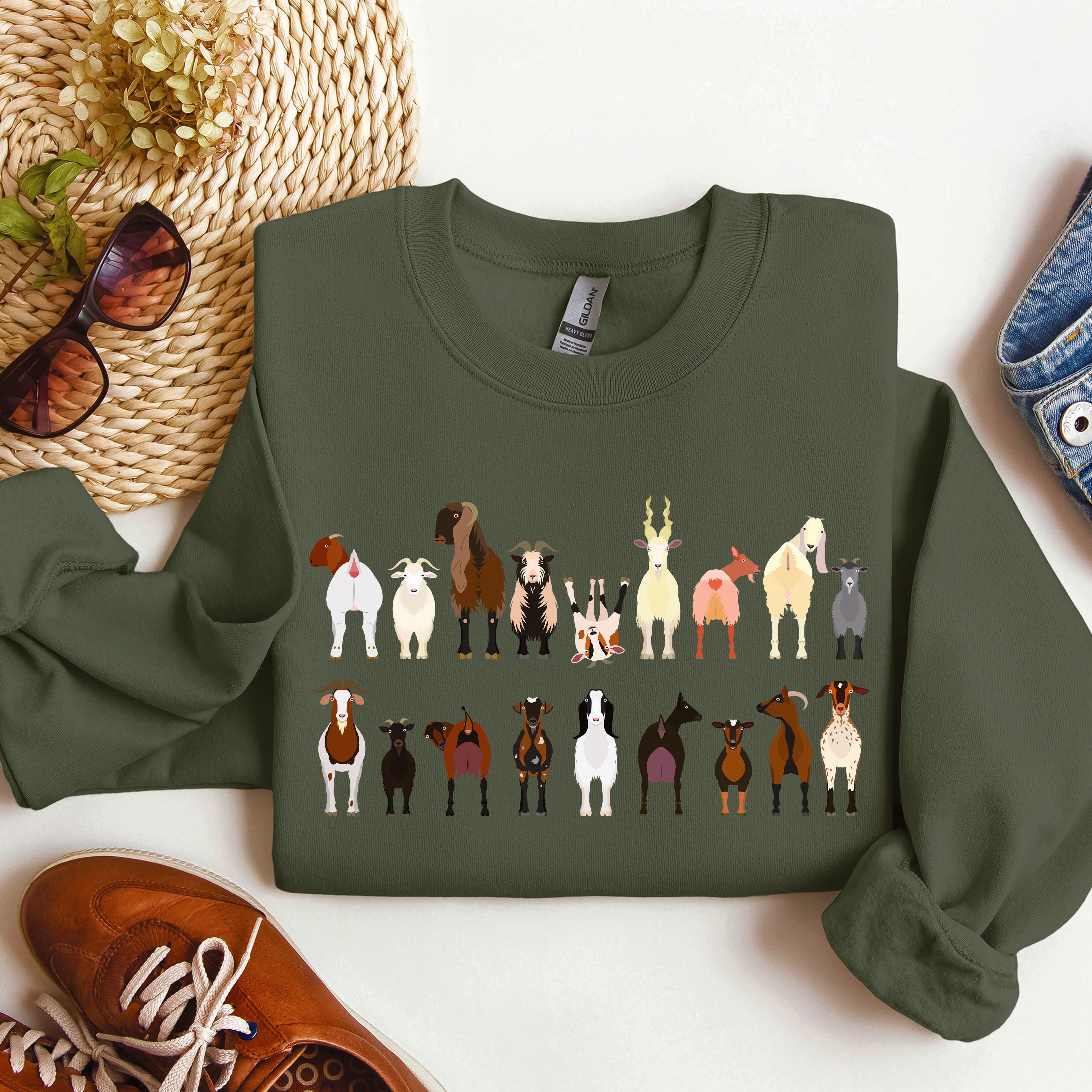 Goat Breeds Farm Animal Lover Cozy On The Farm Edition Premium Fleece Sweatshirt