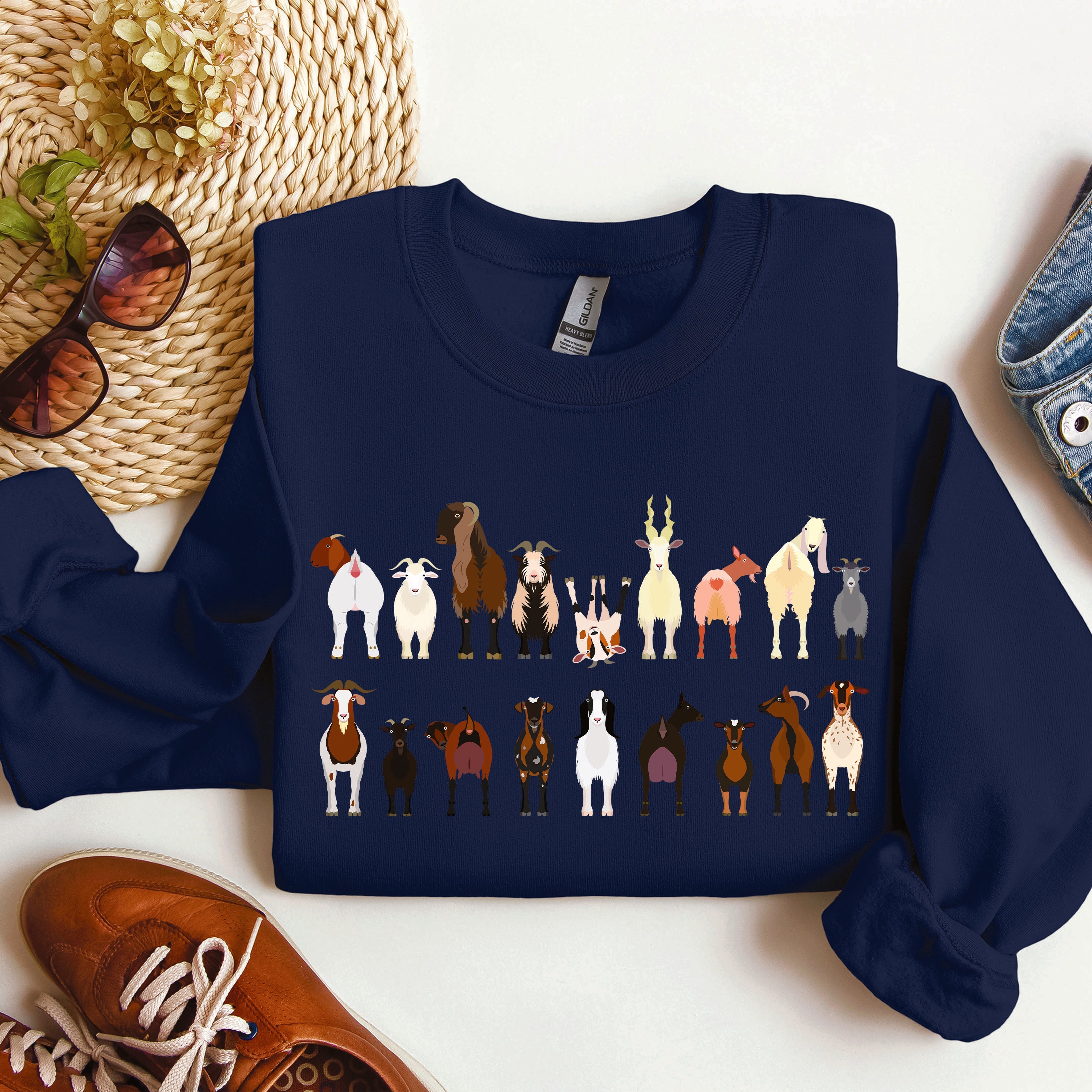 Goat Breeds Farm Animal Lover Cozy On The Farm Edition Premium Fleece Sweatshirt