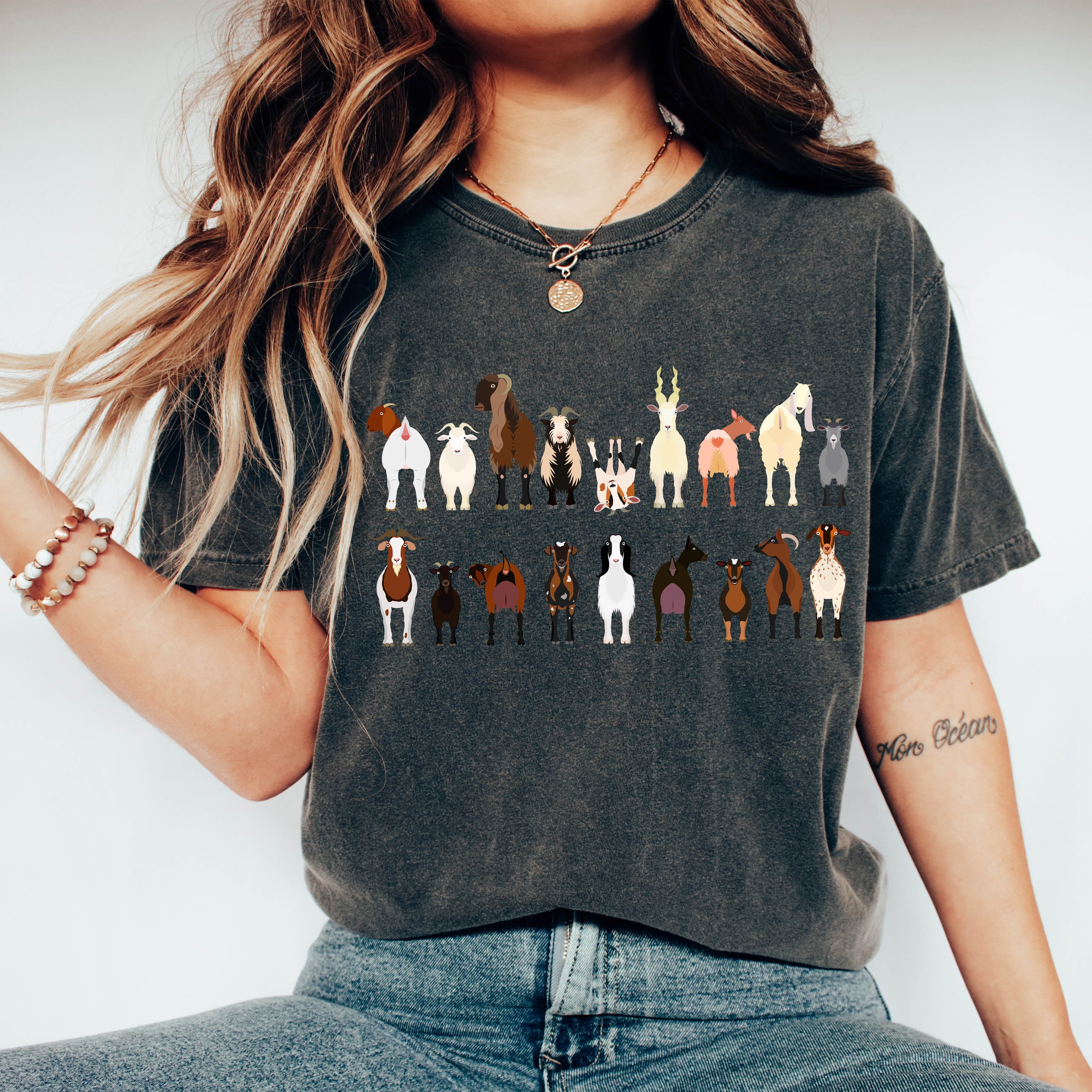 Goat Lovers Farm Animal Illustration With Breeds And Pets Displayed Comfort Colors Tee