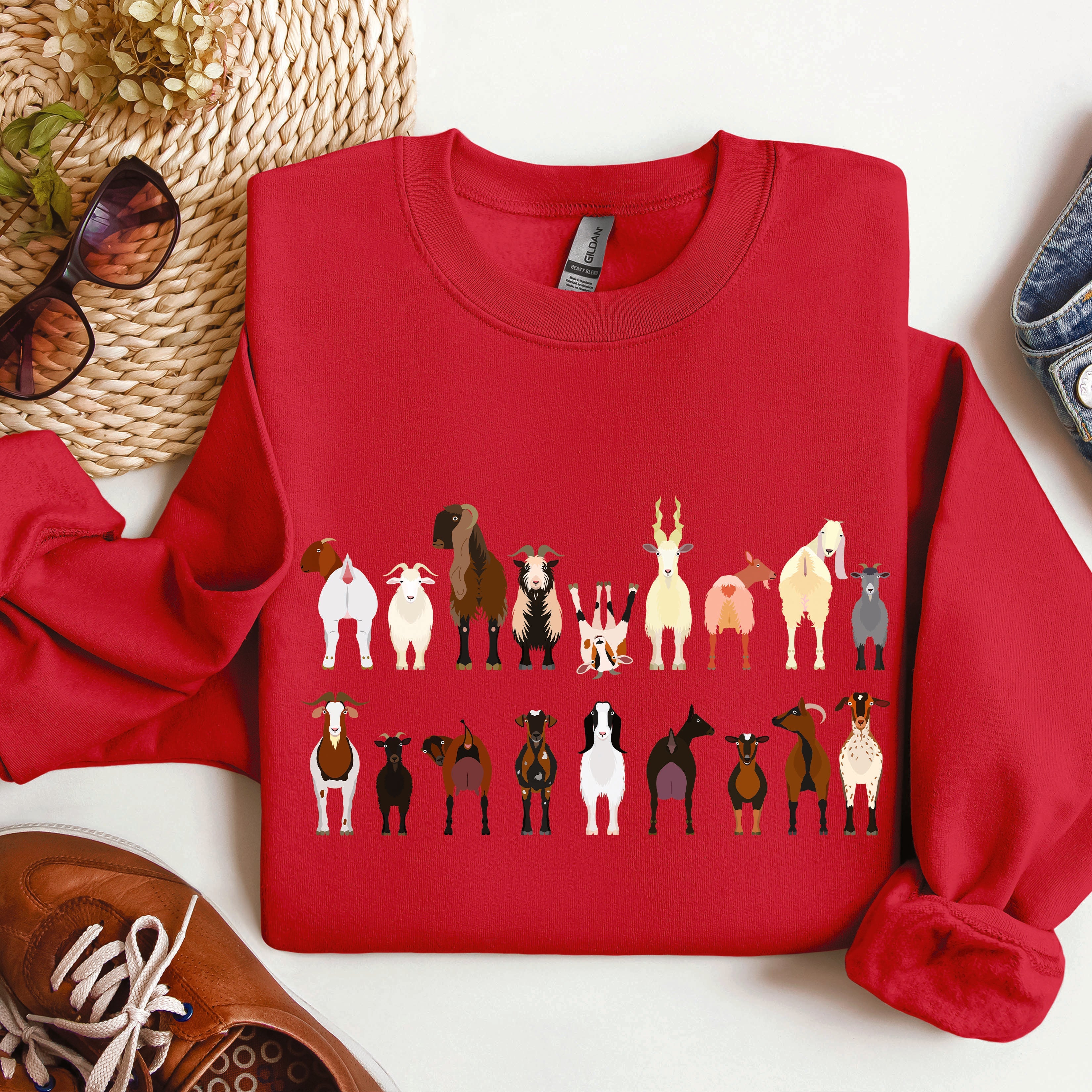 Goat Breeds Farm Animal Lover Cozy On The Farm Edition Premium Fleece Sweatshirt
