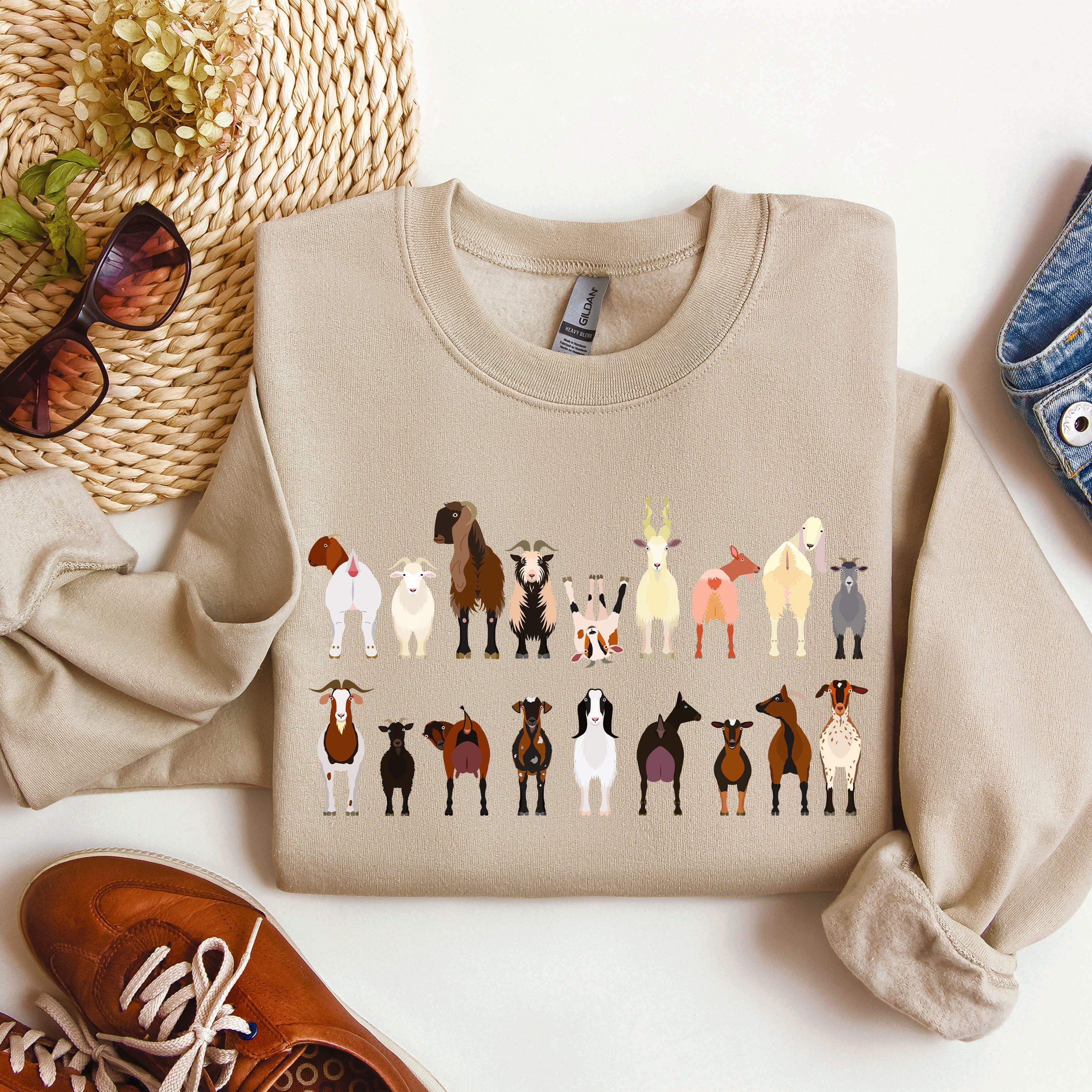 Goat Breeds Farm Animal Lover Cozy On The Farm Edition Premium Fleece Sweatshirt