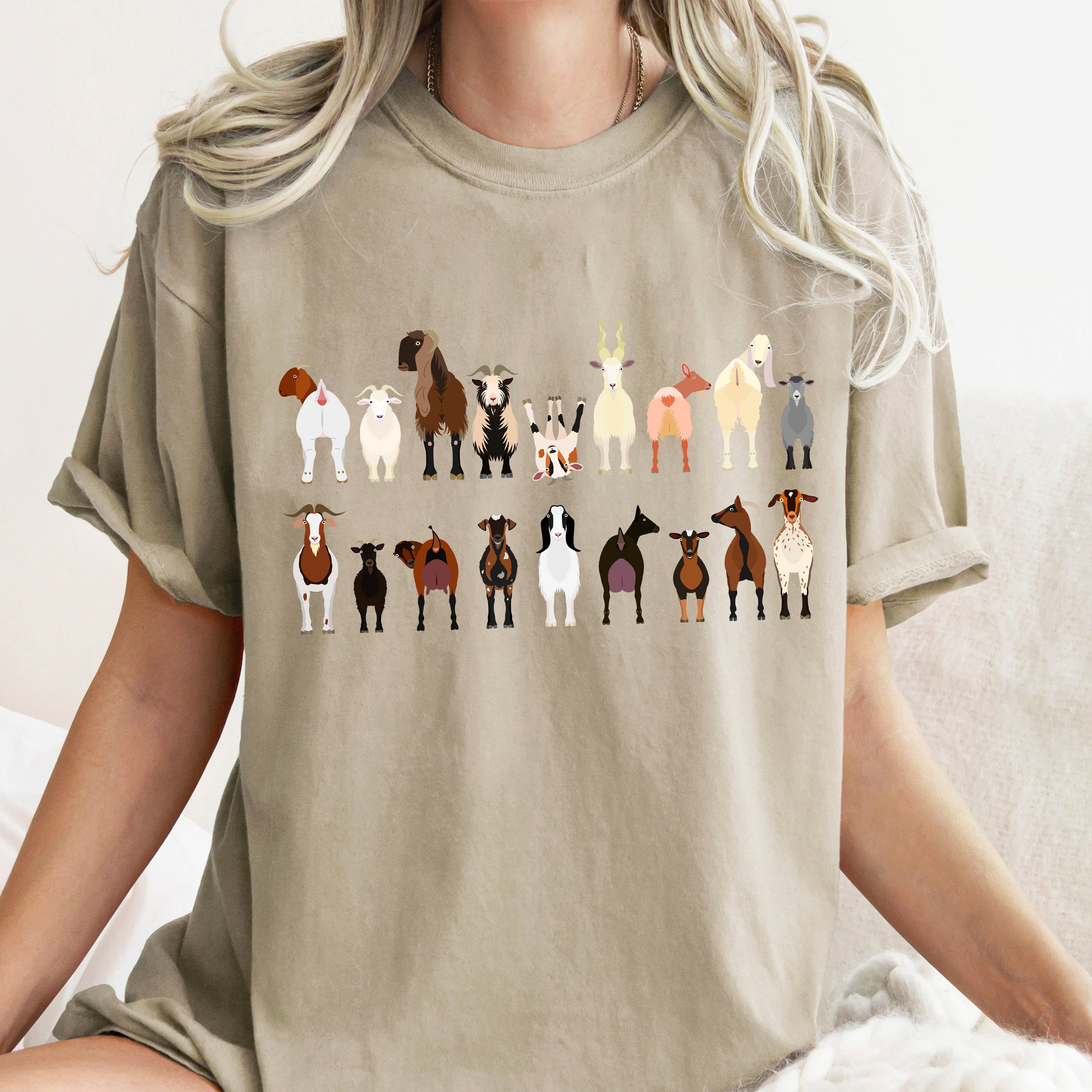 Goat Lovers Farm Animal Illustration With Breeds And Pets Displayed Comfort Colors Tee