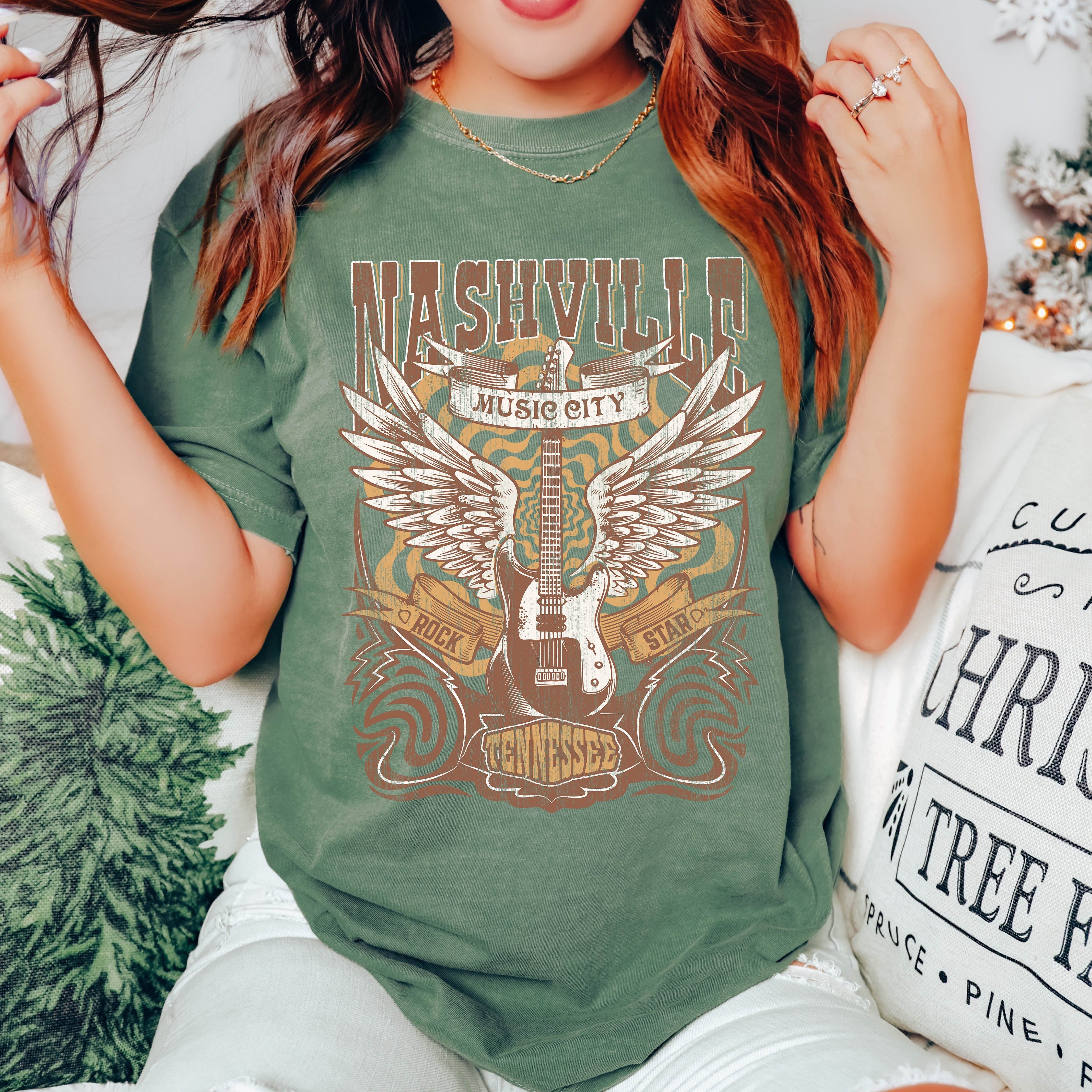 Nashville Tennessee Rock Star Live Music City Vibe Edition Collection Comfort Colors Tee