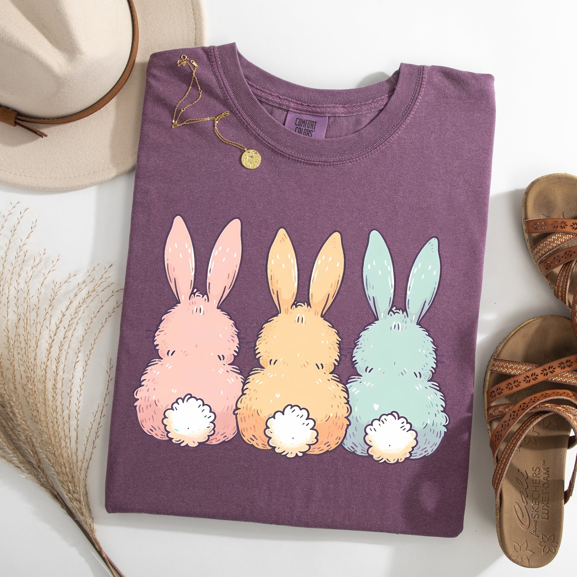 Adorable Bunnies In A Row Easter Jesus Rabbit Holiday Timeless Vintage Style Comfort Colors Tee