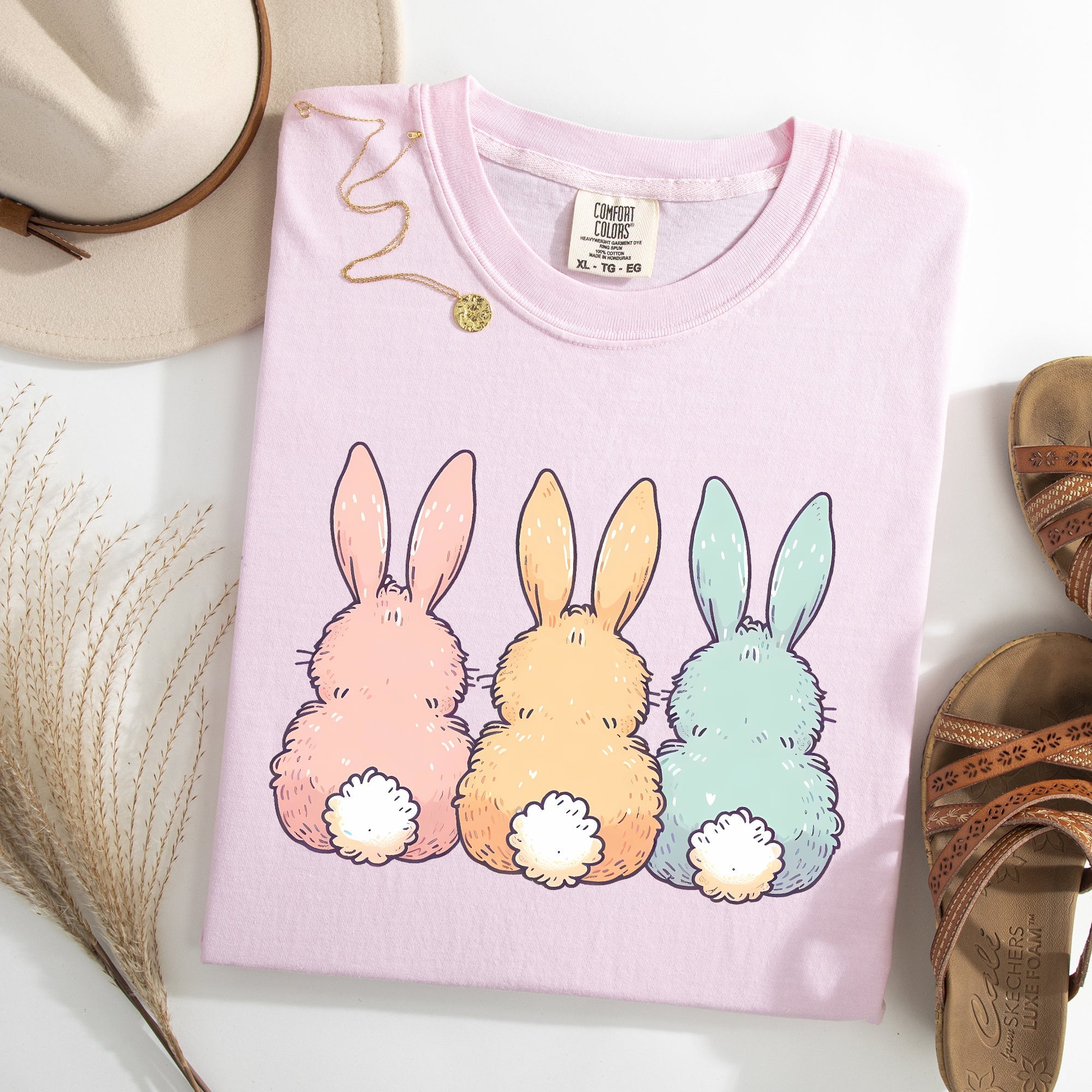 Adorable Bunnies In A Row Easter Jesus Rabbit Holiday Timeless Vintage Style Comfort Colors Tee