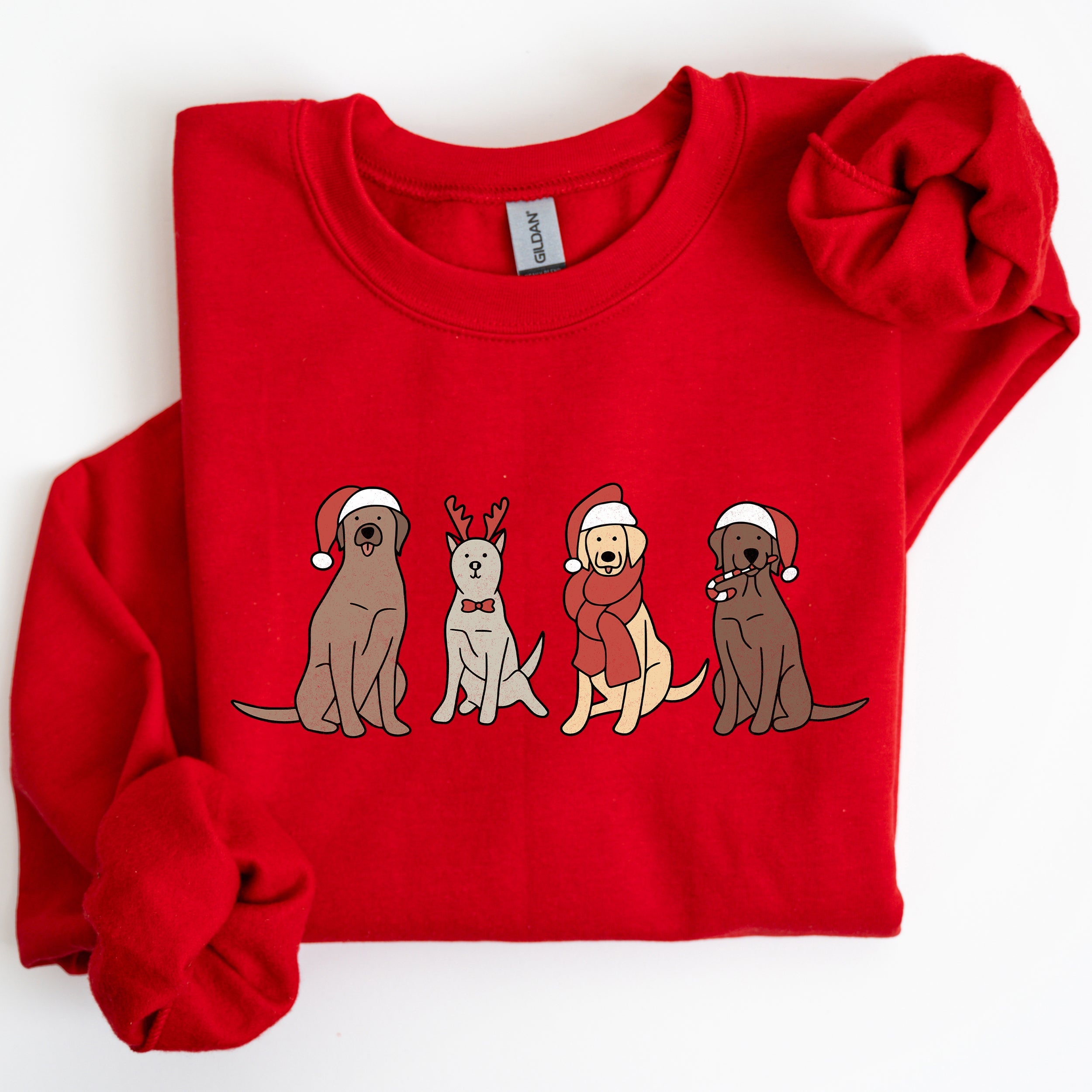 Adorable Christmas Dogs, Reindeer, Santa, Retro Xmas Festive Holiday Vibes Sweatshirt