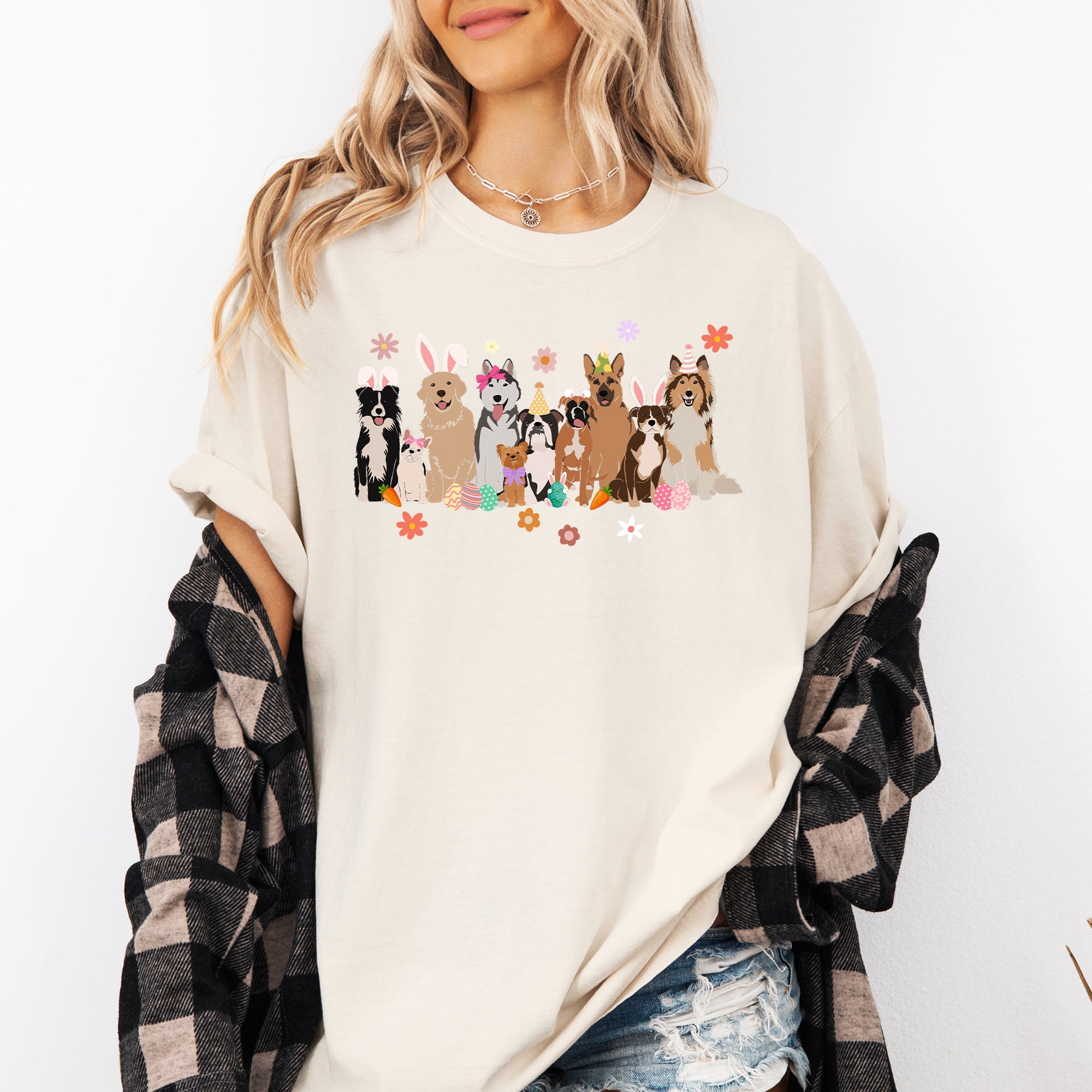 Adorable Dogs Easter Bunny Jesus Rabbit Holiday Collection Special Edition Comfort Colors Tee