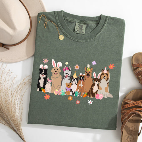 Adorable Dogs Easter Bunny Jesus Rabbit Holiday Collection Special Edition Comfort Colors Tee