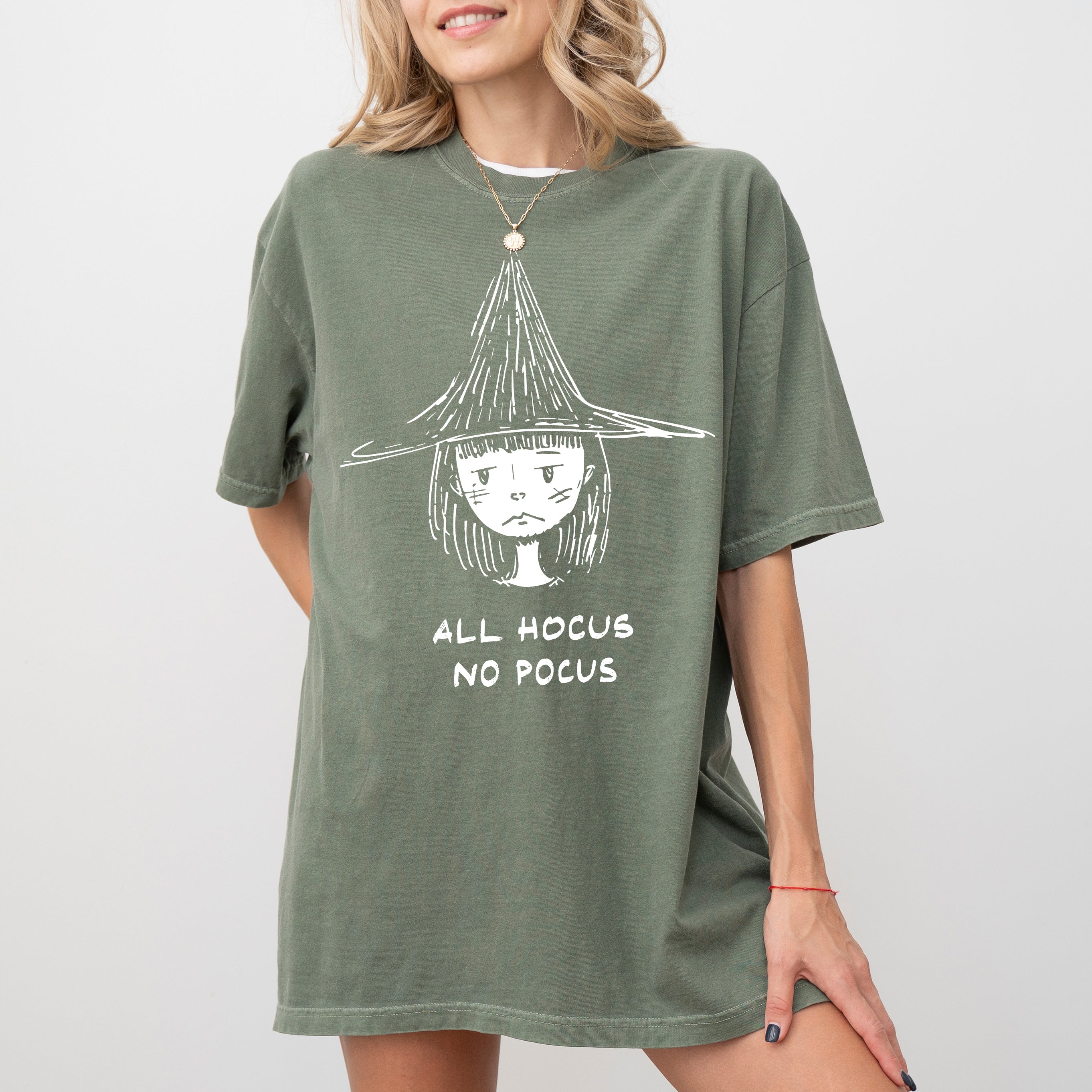 All Hocus No Pocus Witch Skeleton Halloween Spooky Meme Party Graphic Comfort Colors Tee