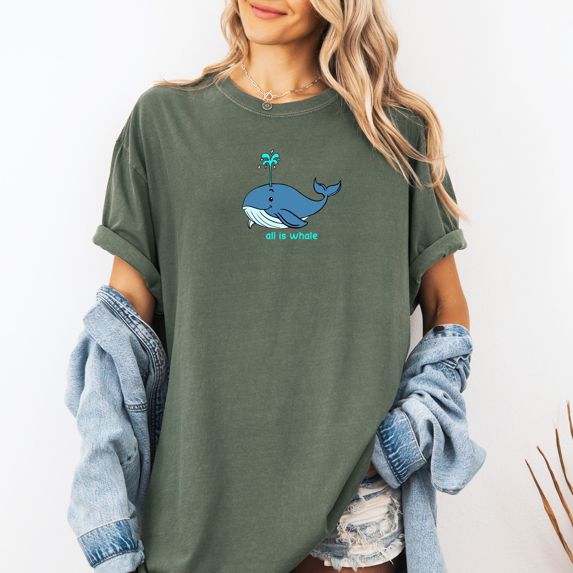 All Is Whale Oceanic Minimalist Beach Humor For Ocean Lovers And Whale Enthusiasts Comfort Colors Tee
