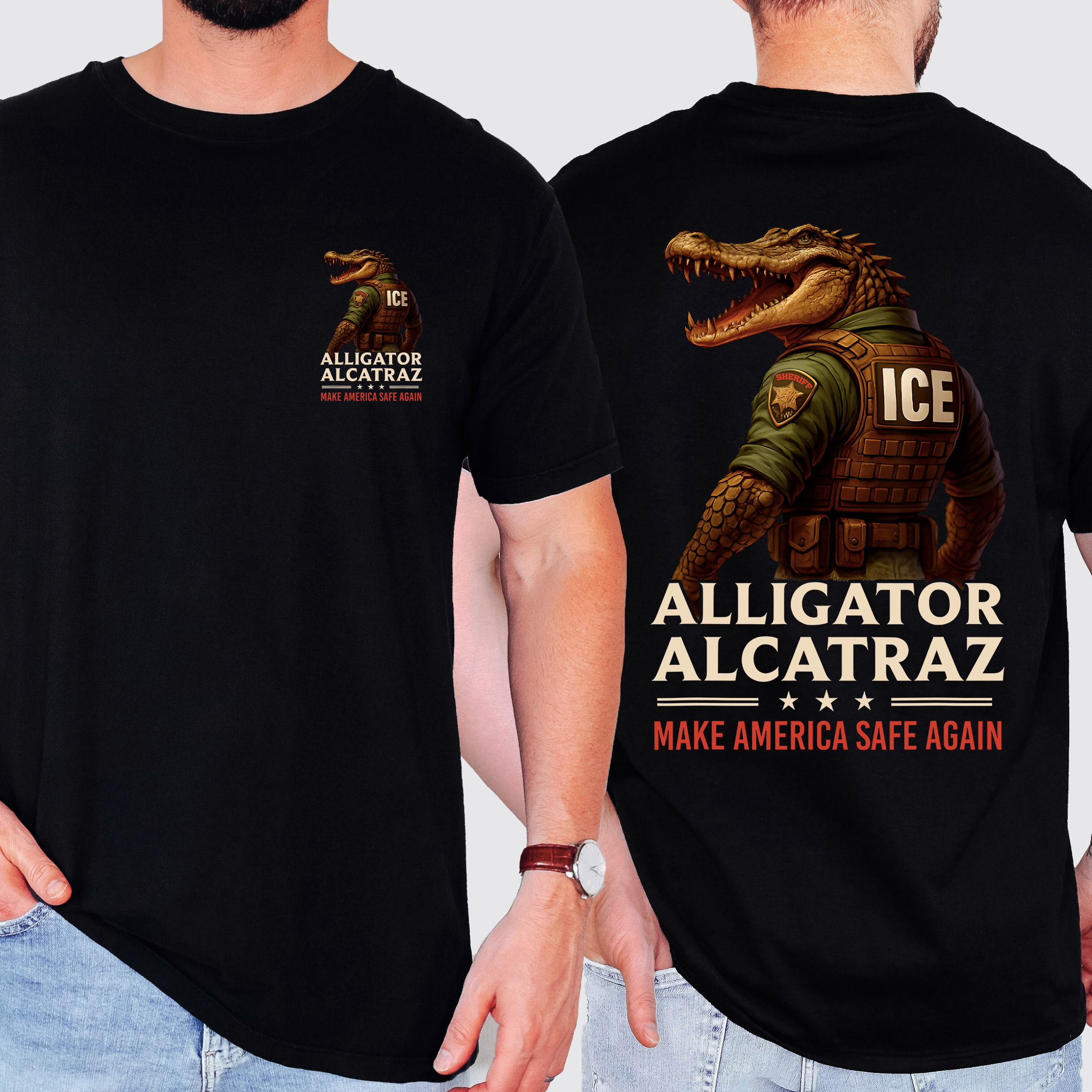 Alligator Alcatraz Ice Florida Everglades Retro Style Maga Vintage Edition Graphic Tee