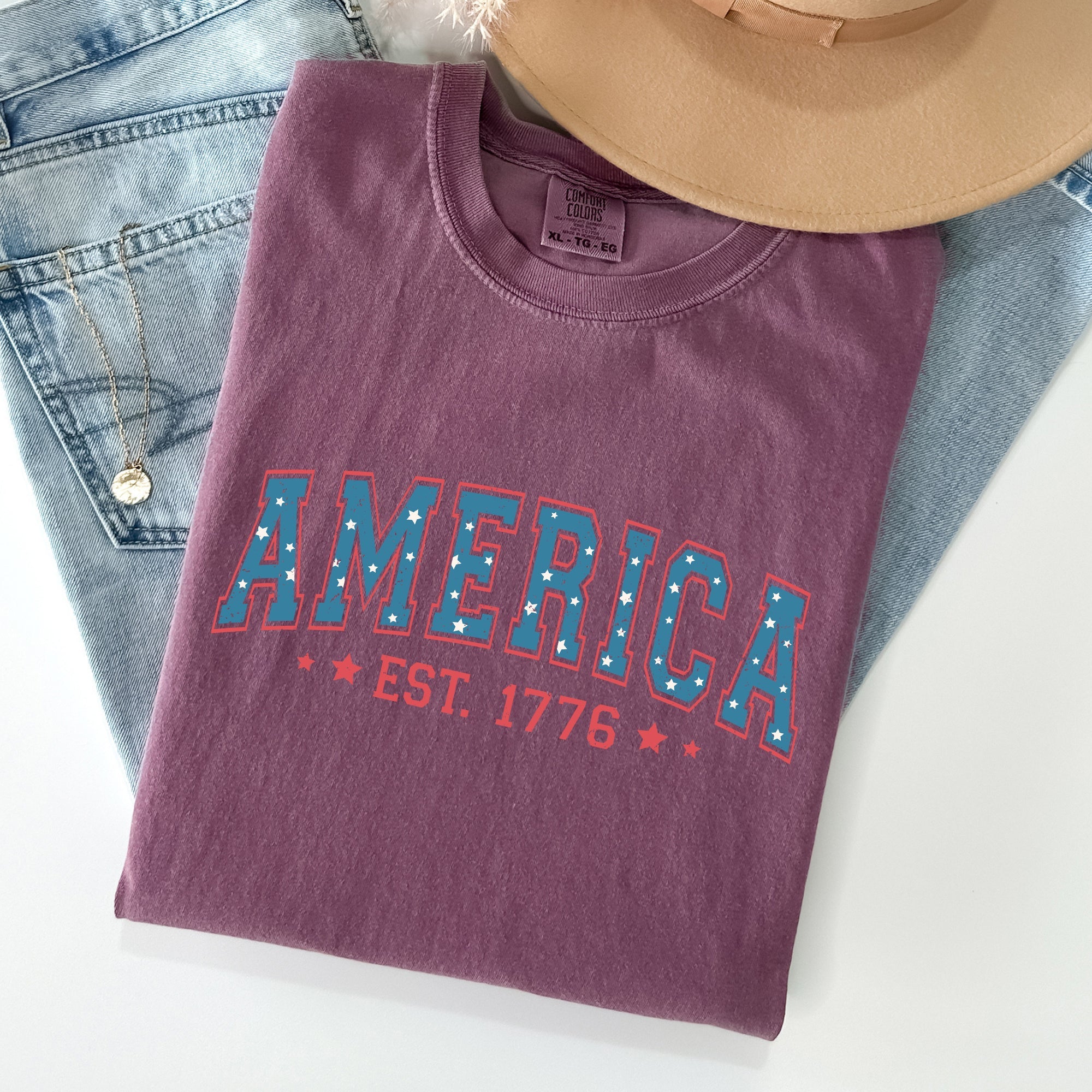 America 1776 Patriotic Fourth of July Vintage Flag Heritage Edition Comfort Colors Tee