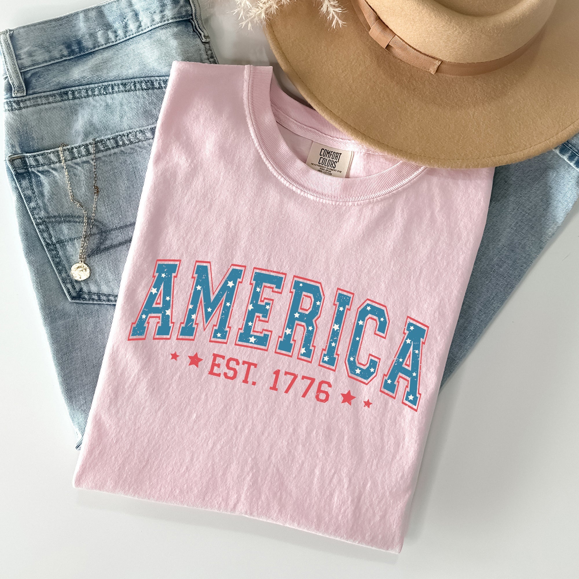 America 1776 Patriotic Fourth of July Vintage Flag Heritage Edition Comfort Colors Tee