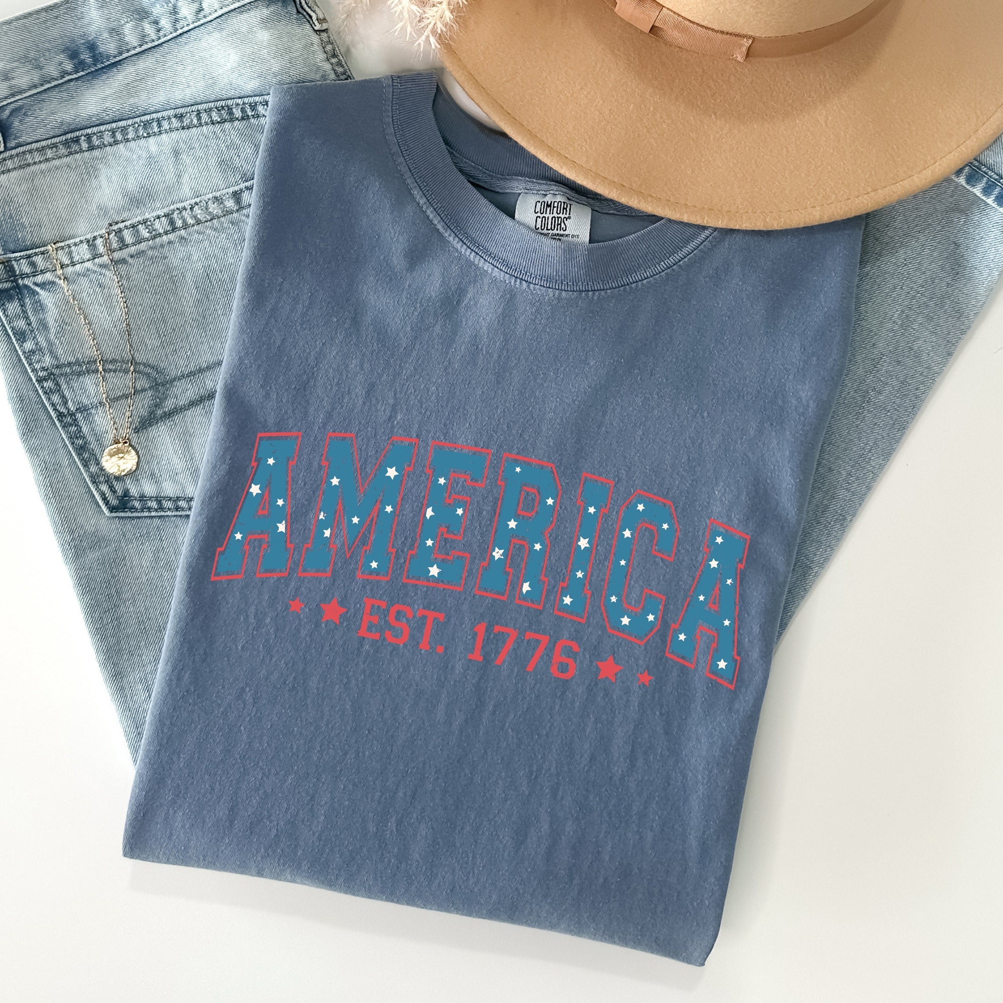 America 1776 Patriotic Fourth of July Vintage Flag Heritage Edition Comfort Colors Tee