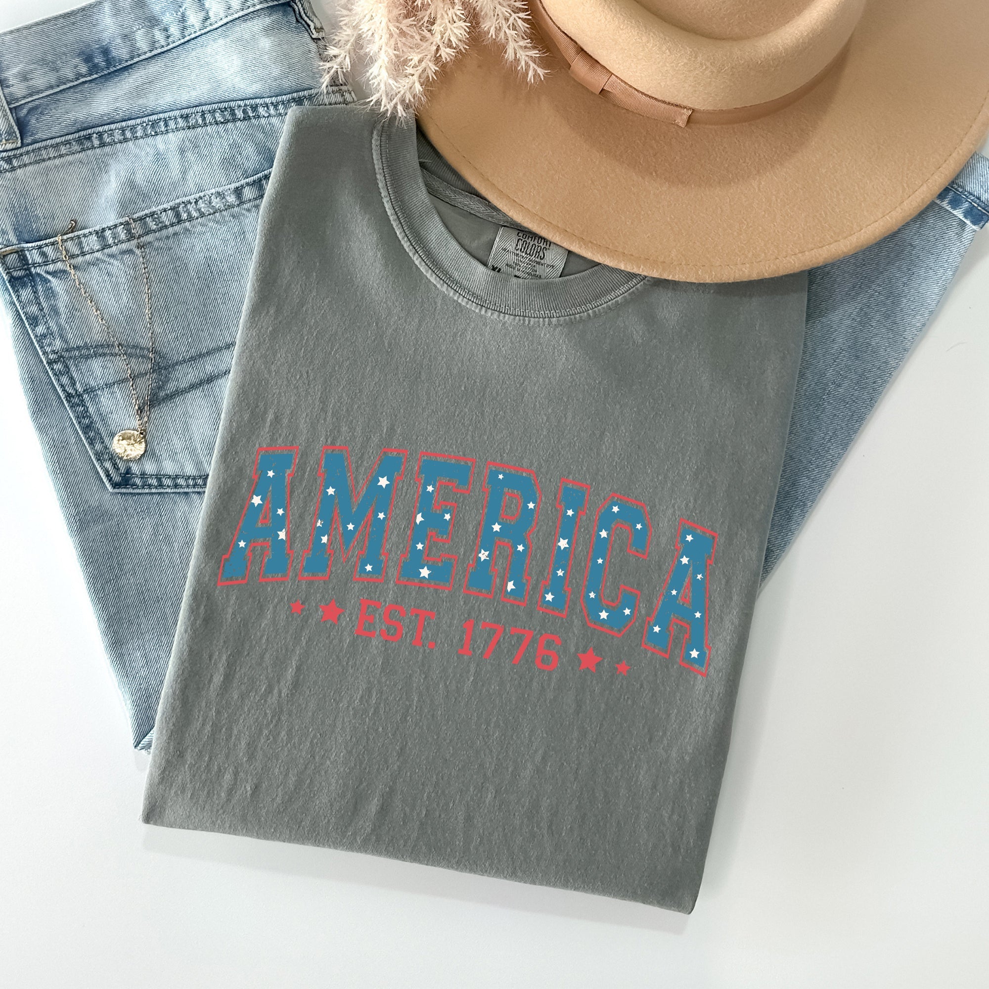 America 1776 Patriotic Fourth of July Vintage Flag Heritage Edition Comfort Colors Tee