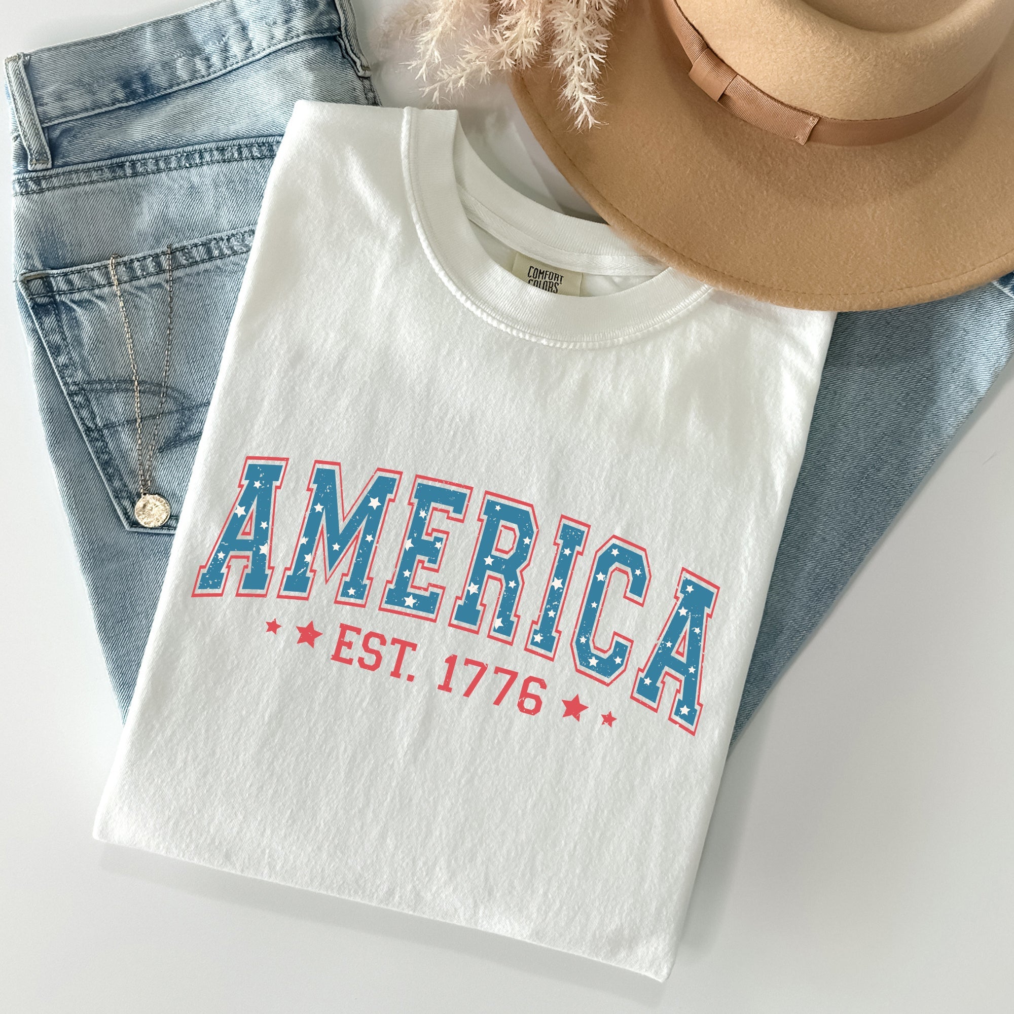 America 1776 Patriotic Fourth of July Vintage Flag Heritage Edition Comfort Colors Tee