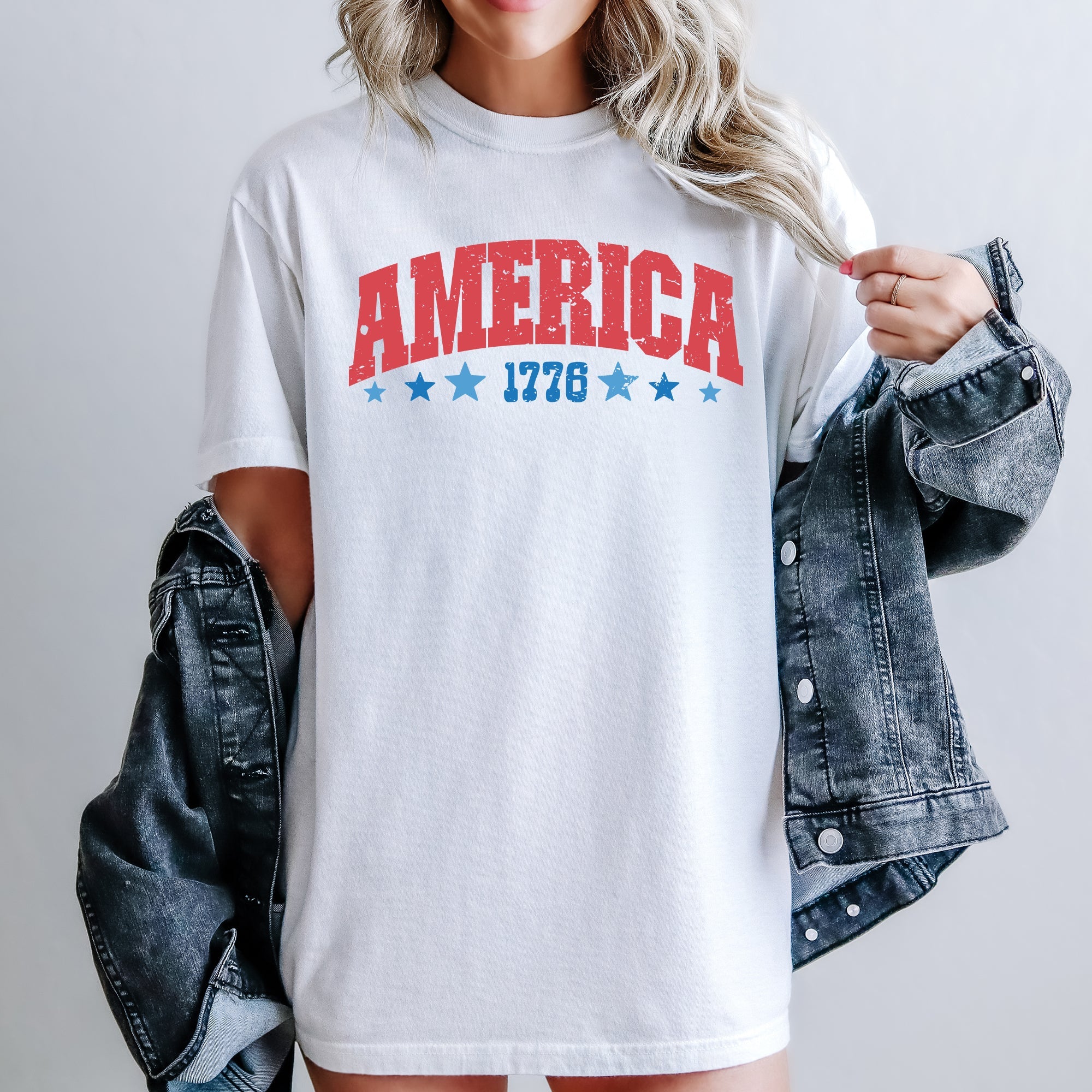 America 1776 Varsity Patriotic USA 4th Of July Heritage Pride Comfort Colors Tee