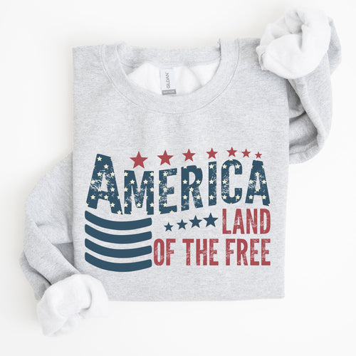 America Flag Land Of The Free Patriotic USA Pride Heritage Edition Graphic Emblem Sweatshirt
