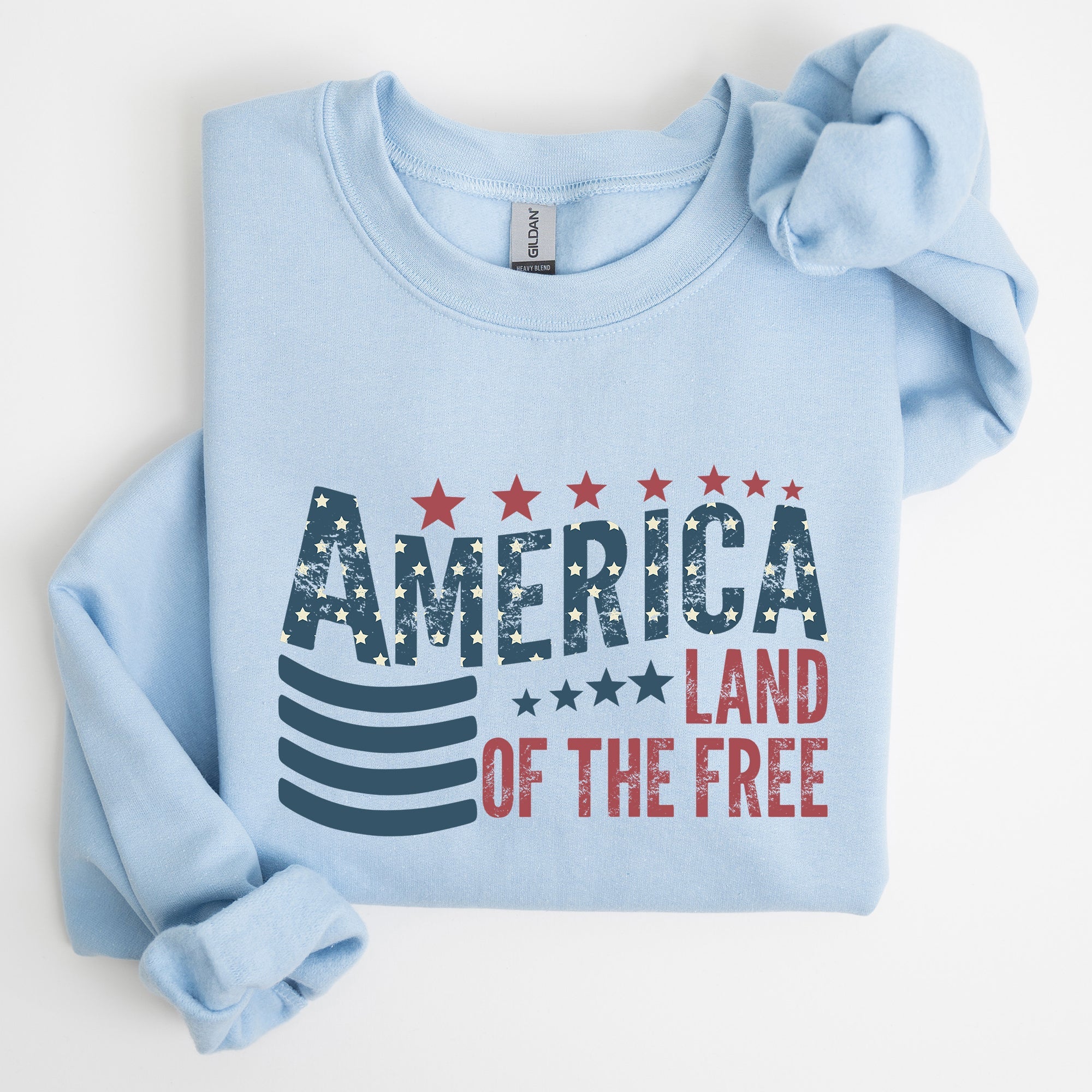 America Flag Land Of The Free Patriotic USA Pride Heritage Edition Graphic Emblem Sweatshirt
