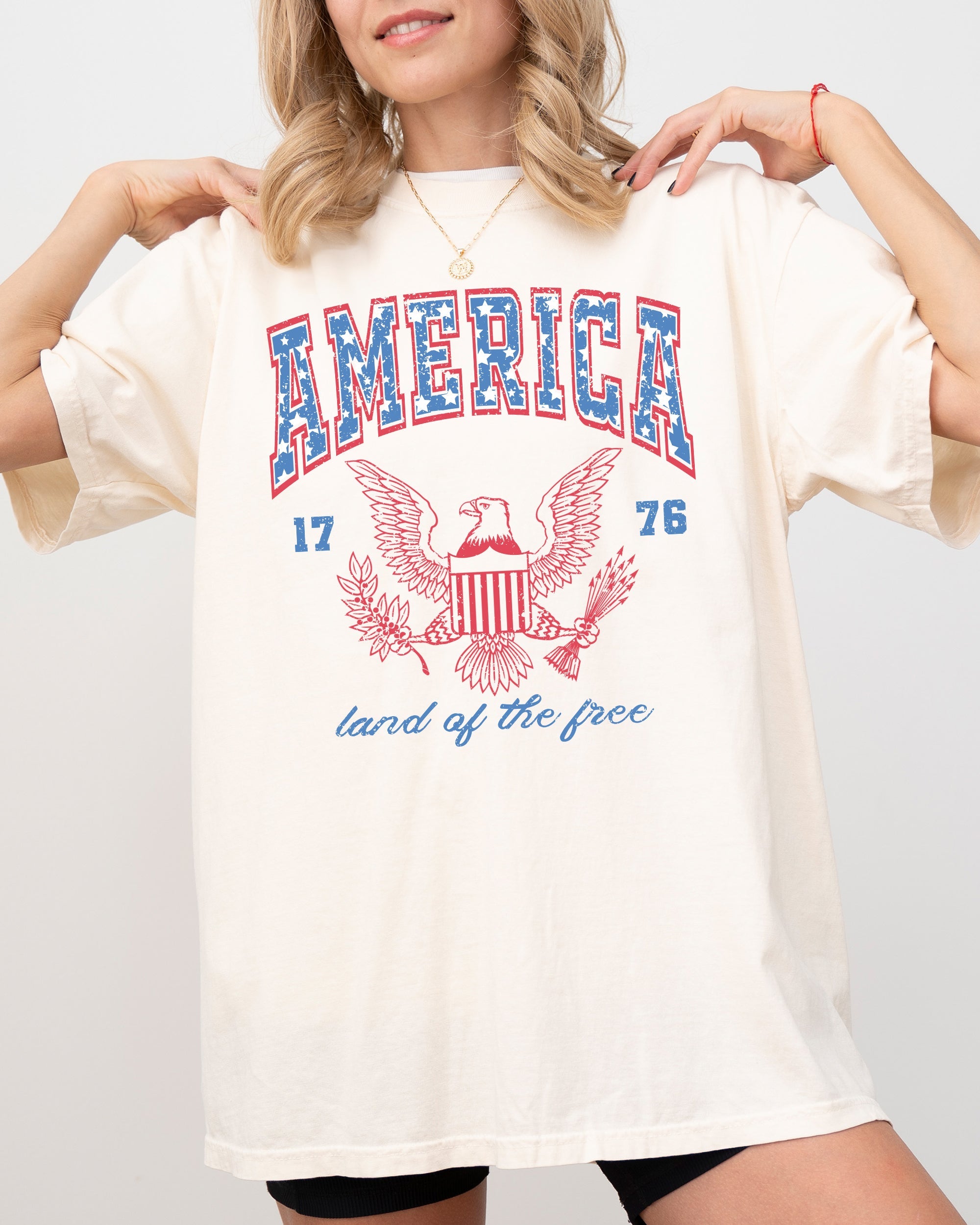 America Land Of The Free Eagle 1776 Stars Stripes Patriotic Heritage Comfort Colors Tee