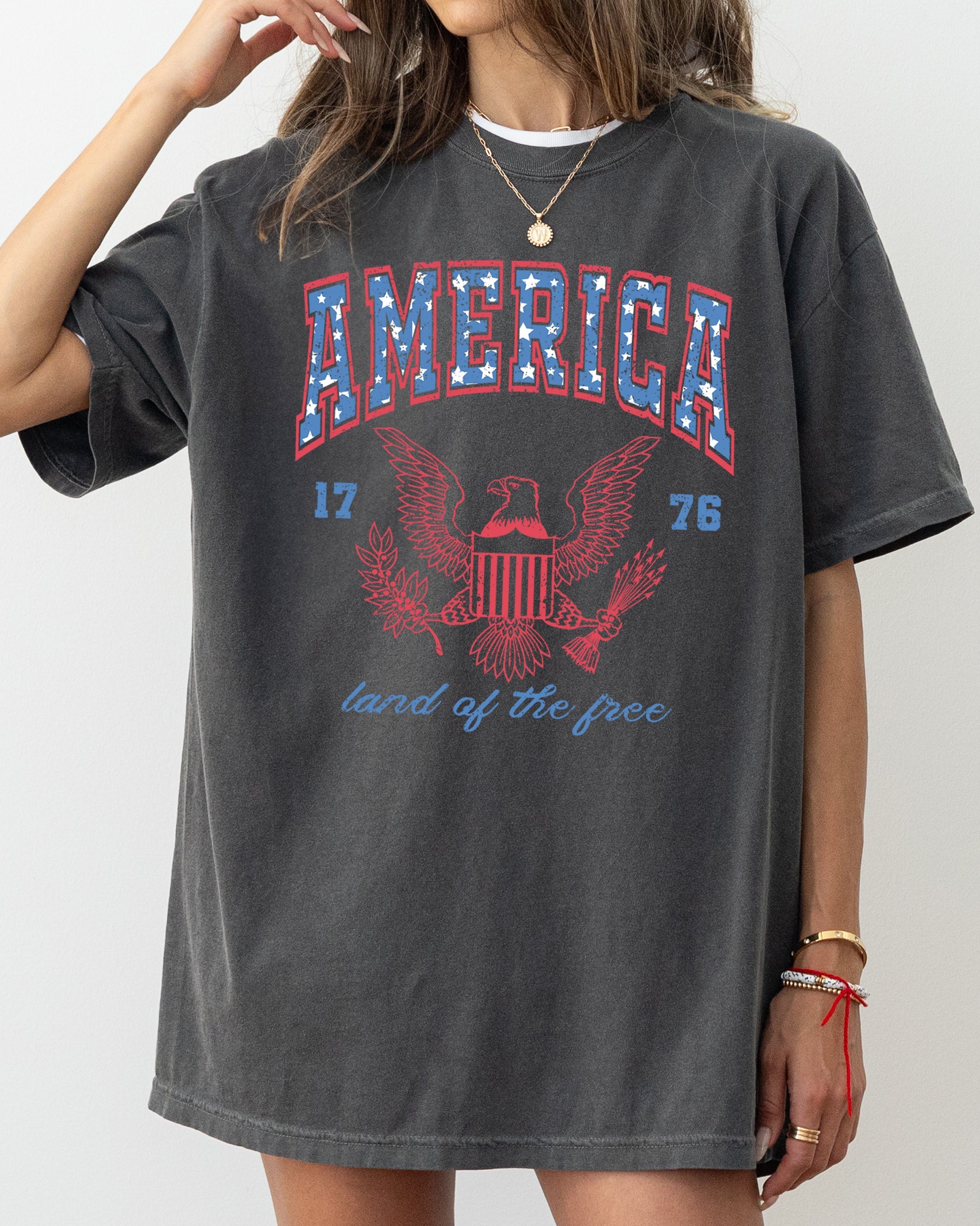 America Land Of The Free Eagle 1776 Stars Stripes Patriotic Heritage Comfort Colors Tee