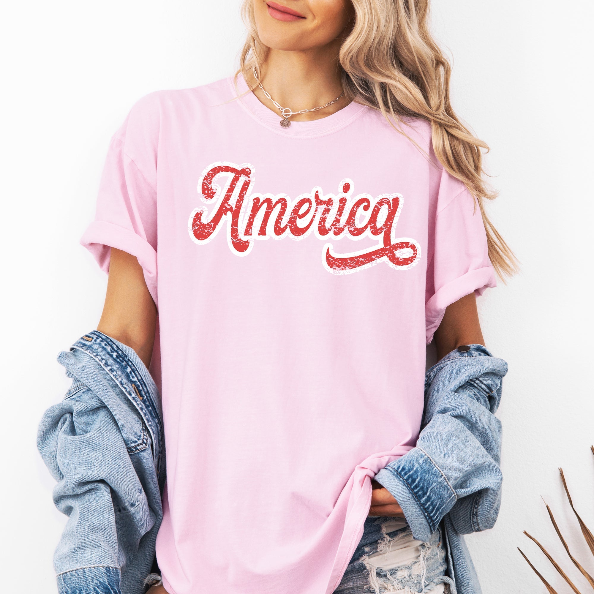 America Red White Varsity Retro Vintage Patriotic USA 4th Of July Comfort Colors Tee