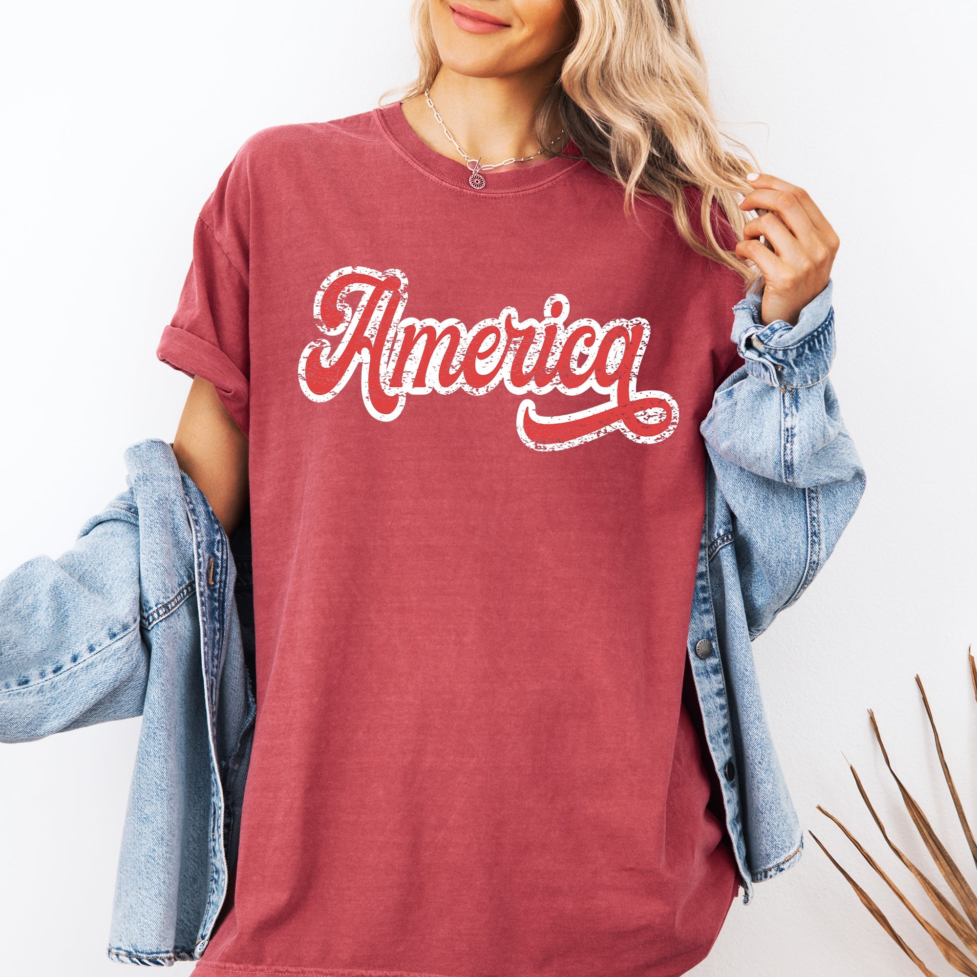 America Red White Varsity Retro Vintage Patriotic USA 4th Of July Comfort Colors Tee