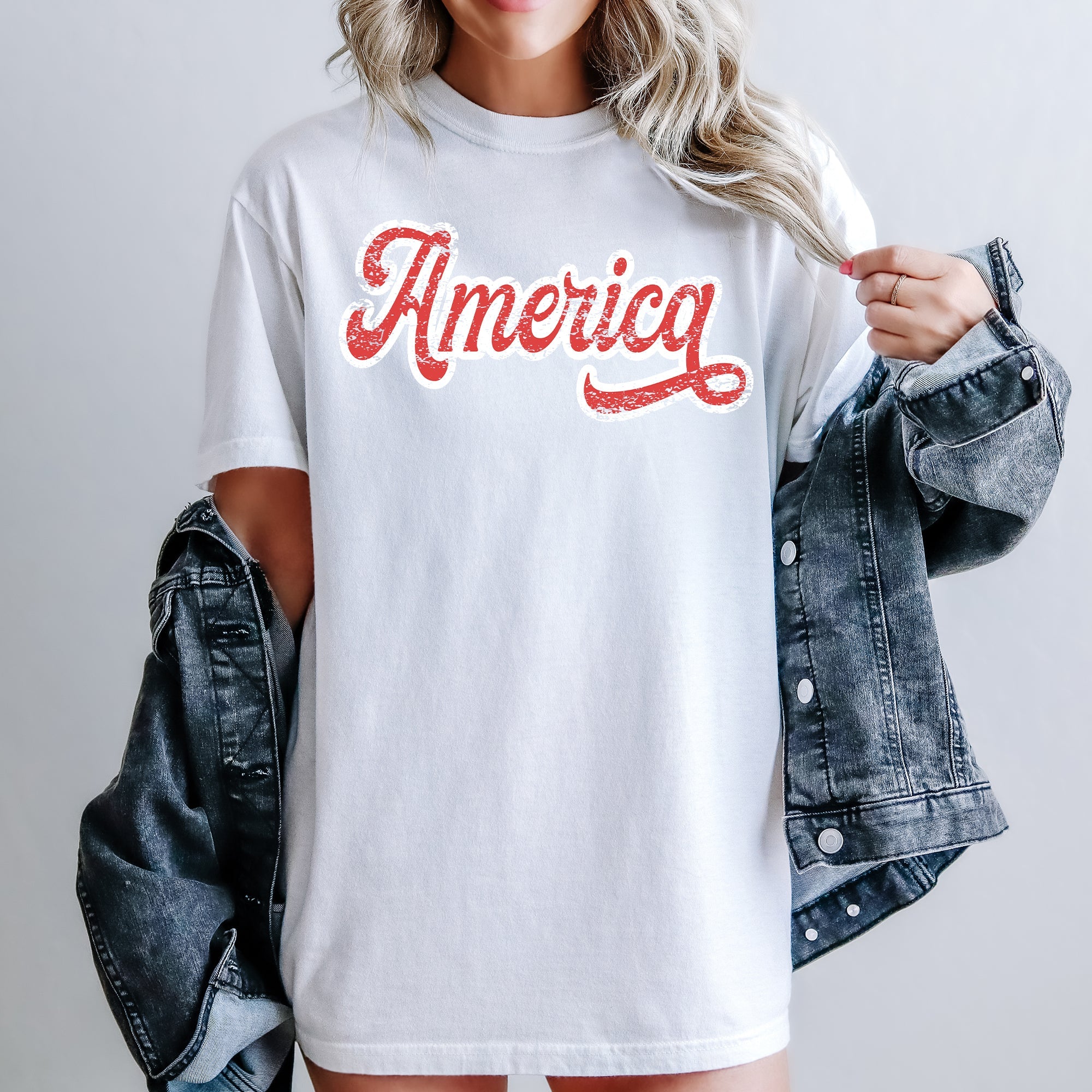 America Red White Varsity Retro Vintage Patriotic USA 4th Of July Comfort Colors Tee