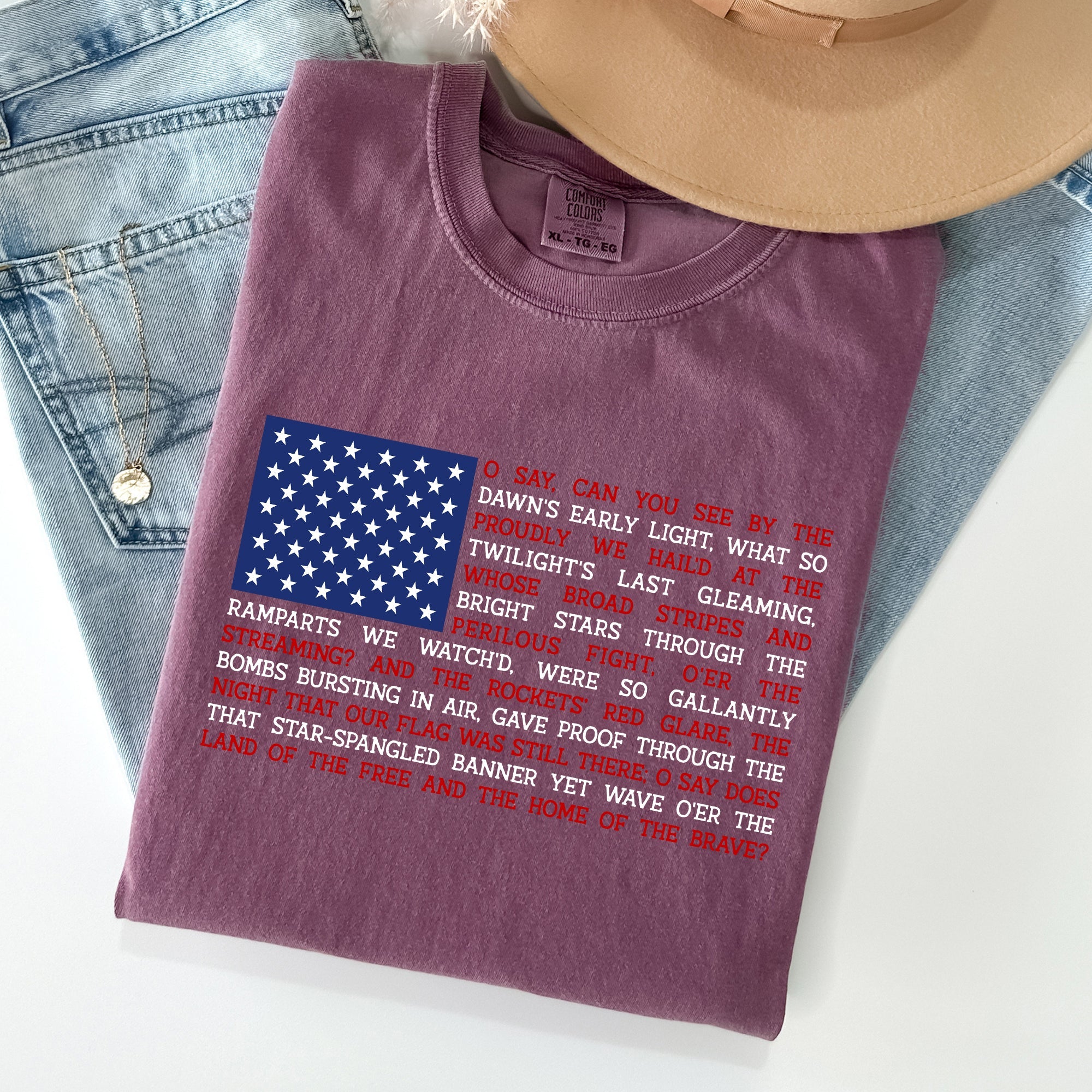 American Flag Anthem Patriotic Fourth Of July Pride Vintage Edition Flag Graphic Heritage Comfort Colors Tee