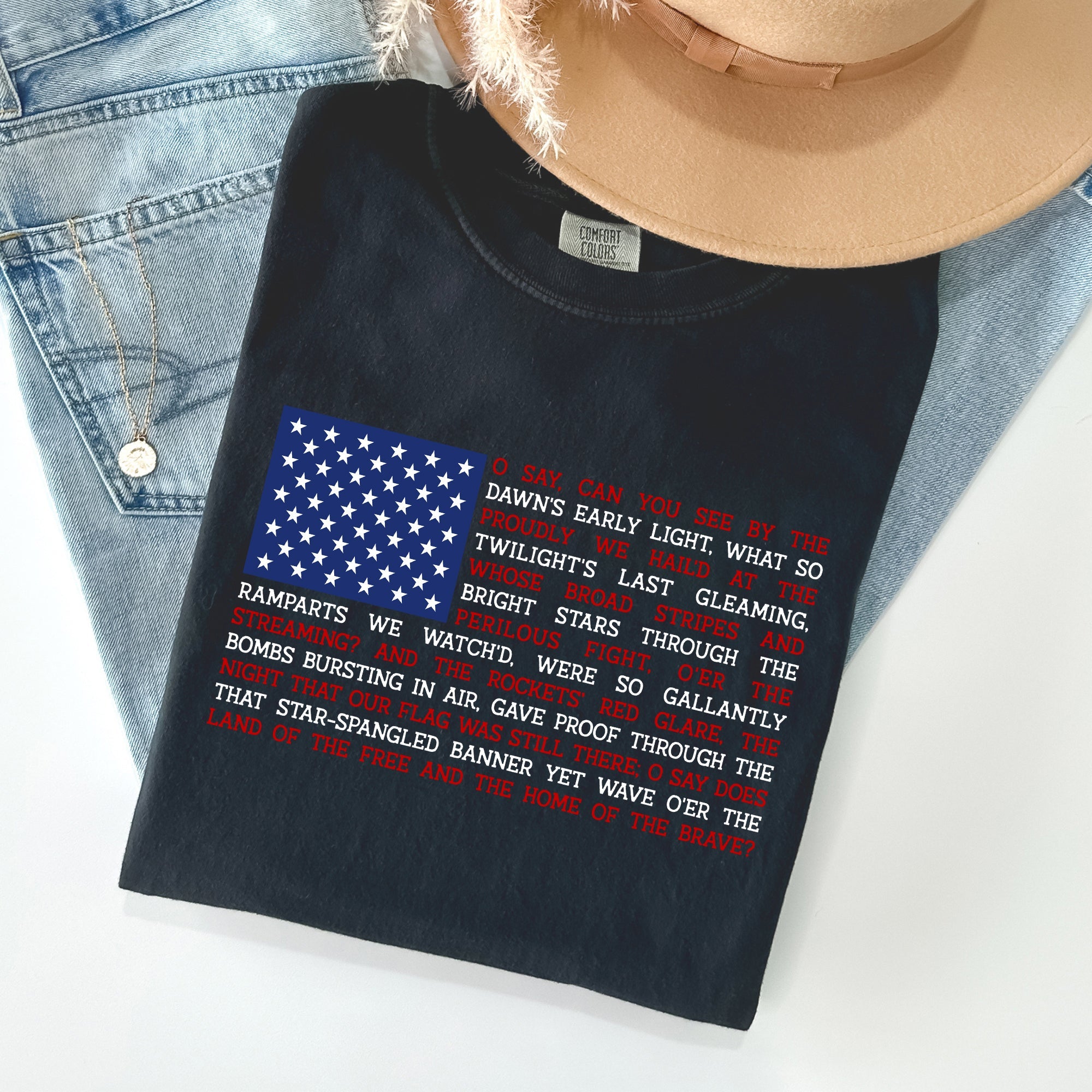 American Flag Anthem Patriotic Fourth Of July Pride Vintage Edition Flag Graphic Heritage Comfort Colors Tee