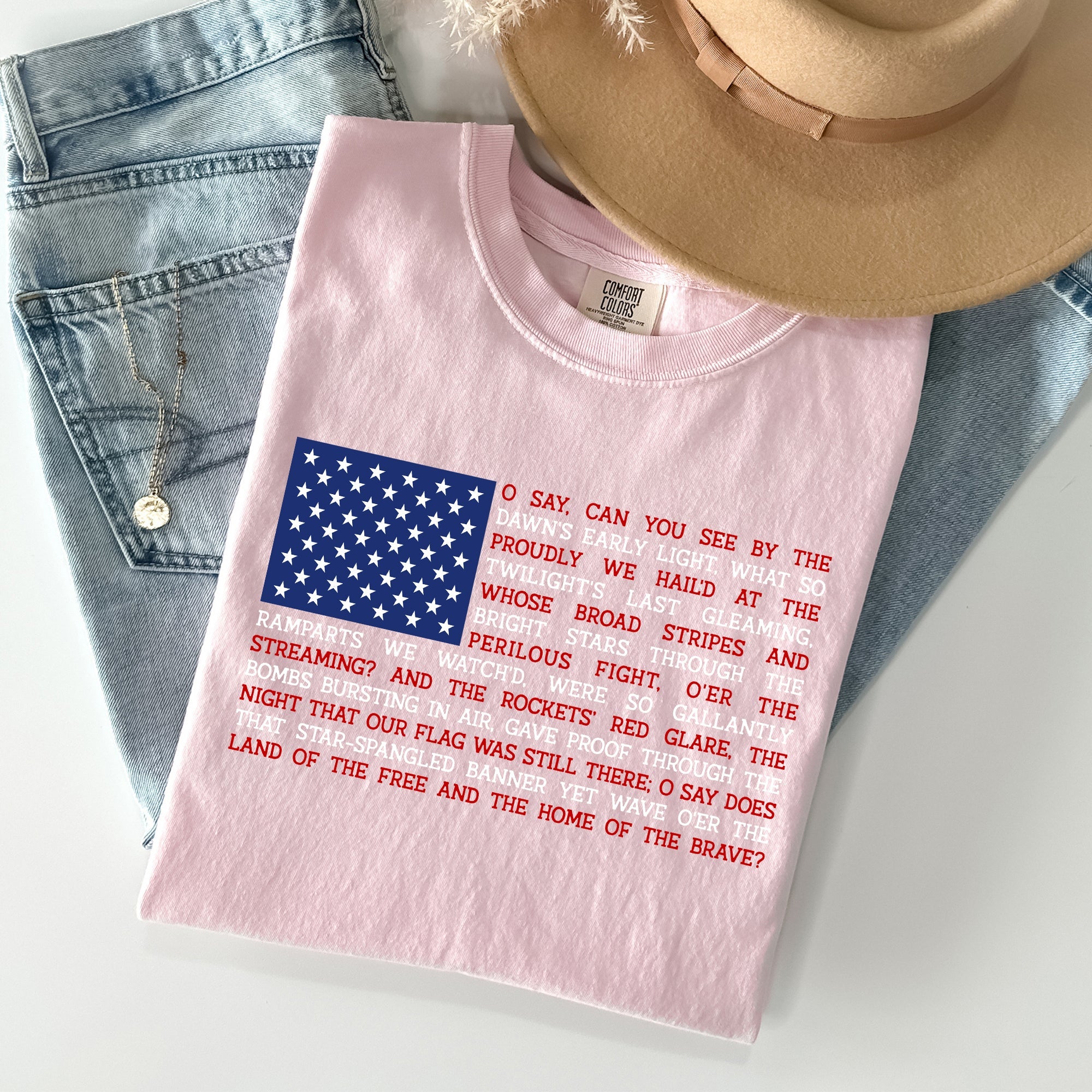 American Flag Anthem Patriotic Fourth Of July Pride Vintage Edition Flag Graphic Heritage Comfort Colors Tee