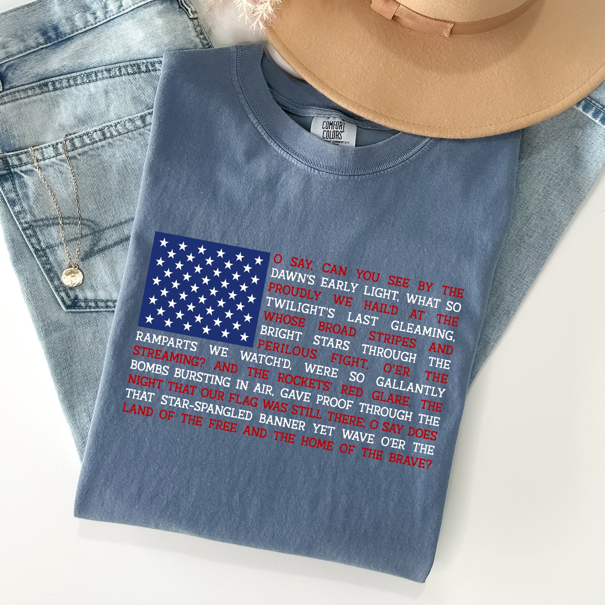 American Flag Anthem Patriotic Fourth Of July Pride Vintage Edition Flag Graphic Heritage Comfort Colors Tee