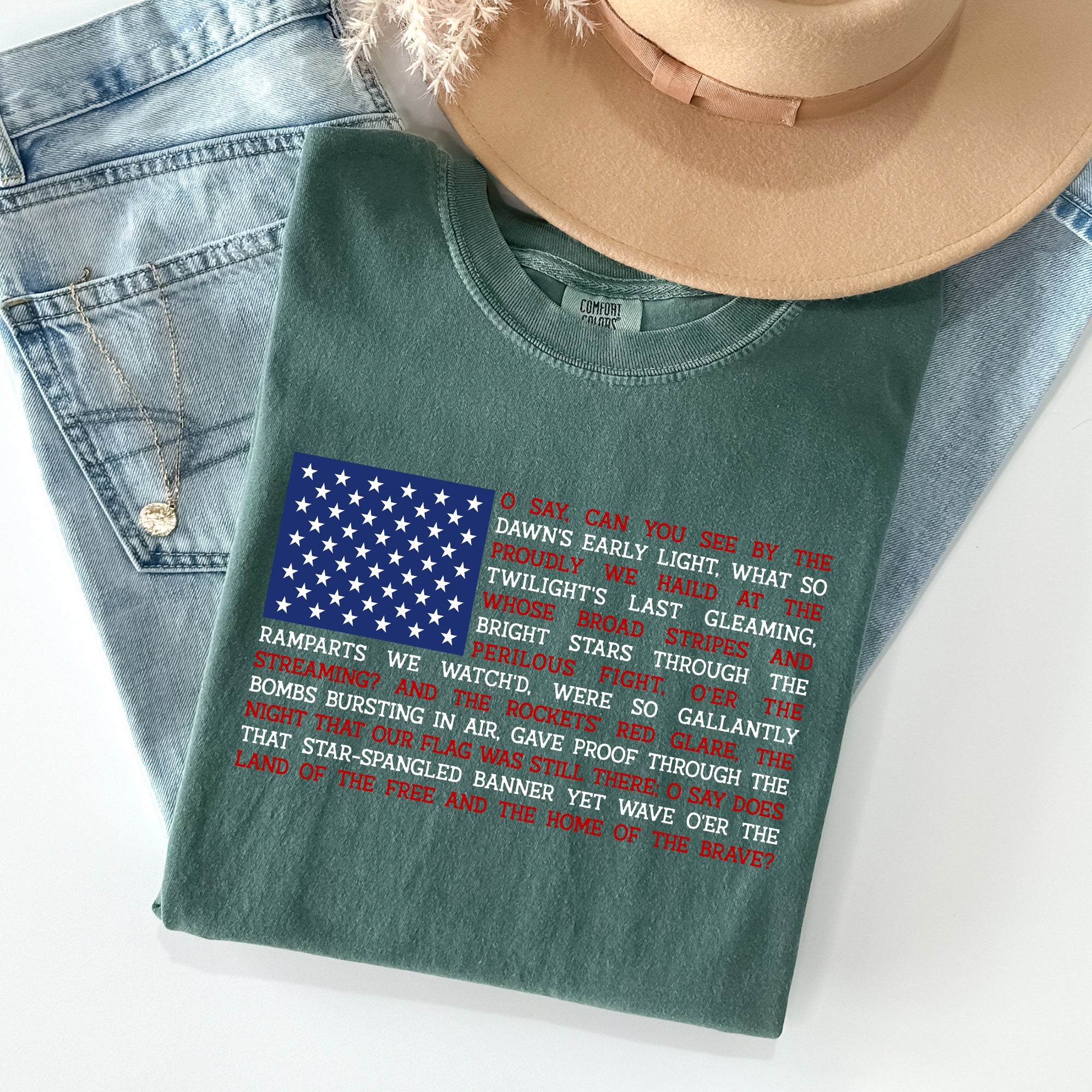 American Flag Anthem Patriotic Fourth Of July Pride Vintage Edition Flag Graphic Heritage Comfort Colors Tee