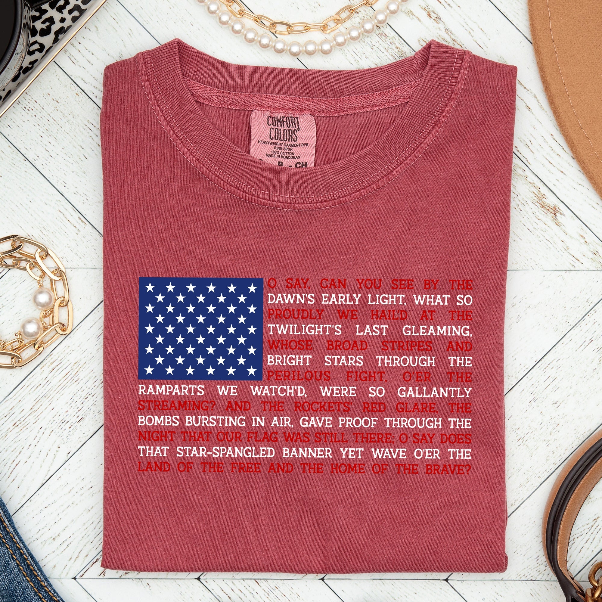 American Flag Anthem Patriotic Fourth Of July Pride Vintage Edition Flag Graphic Heritage Comfort Colors Tee