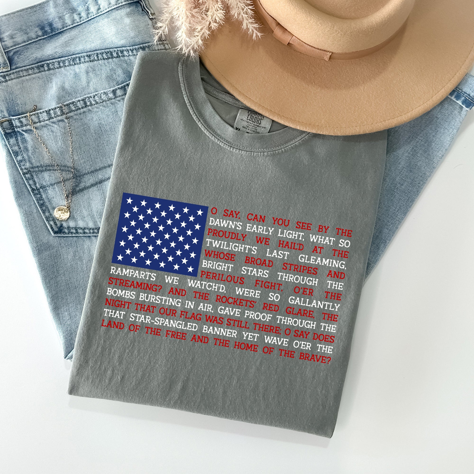 American Flag Anthem Patriotic Fourth Of July Pride Vintage Edition Flag Graphic Heritage Comfort Colors Tee