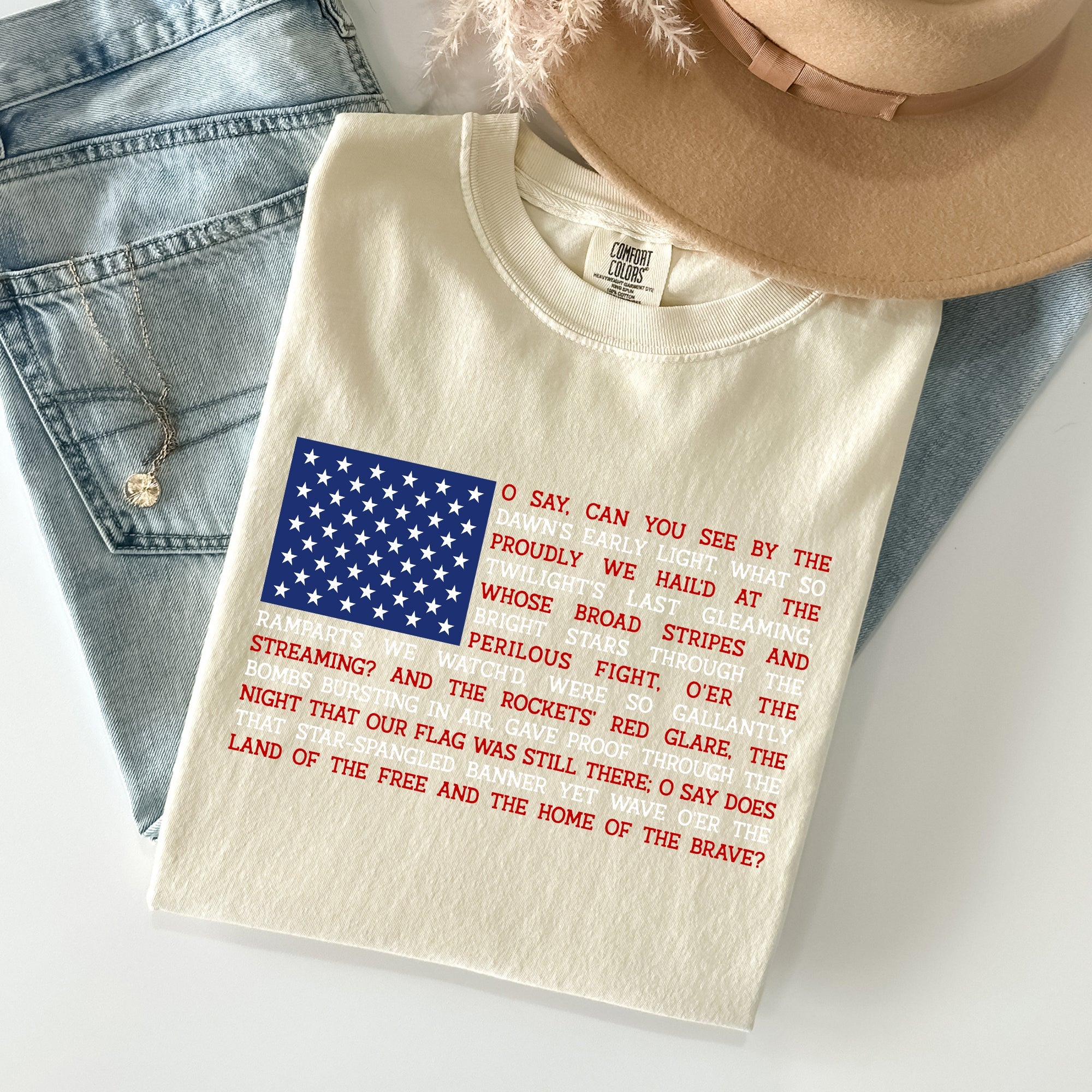 American Flag Anthem Patriotic Fourth Of July Pride Vintage Edition Flag Graphic Heritage Comfort Colors Tee