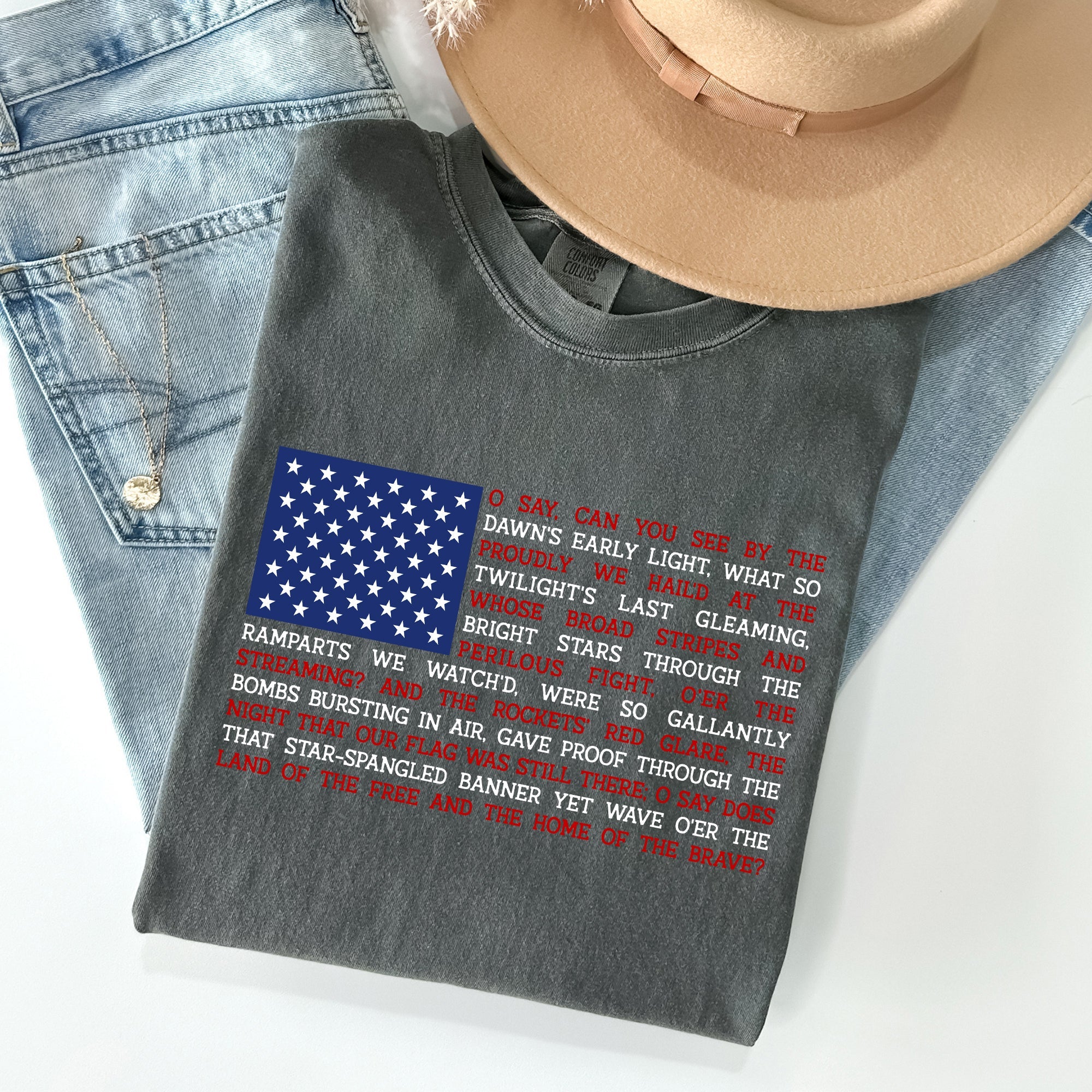 American Flag Anthem Patriotic Fourth Of July Pride Vintage Edition Flag Graphic Heritage Comfort Colors Tee