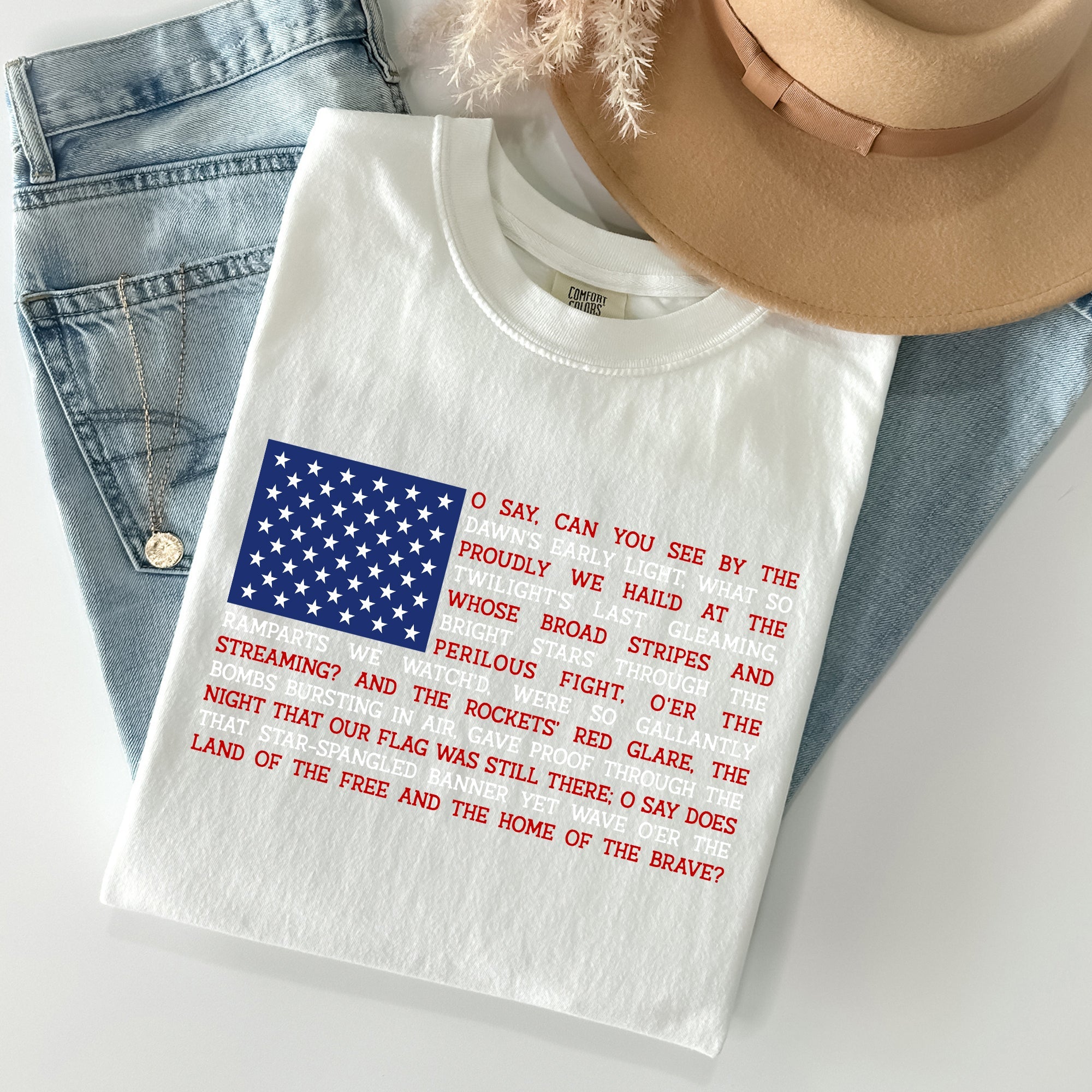 American Flag Anthem Patriotic Fourth Of July Pride Vintage Edition Flag Graphic Heritage Comfort Colors Tee