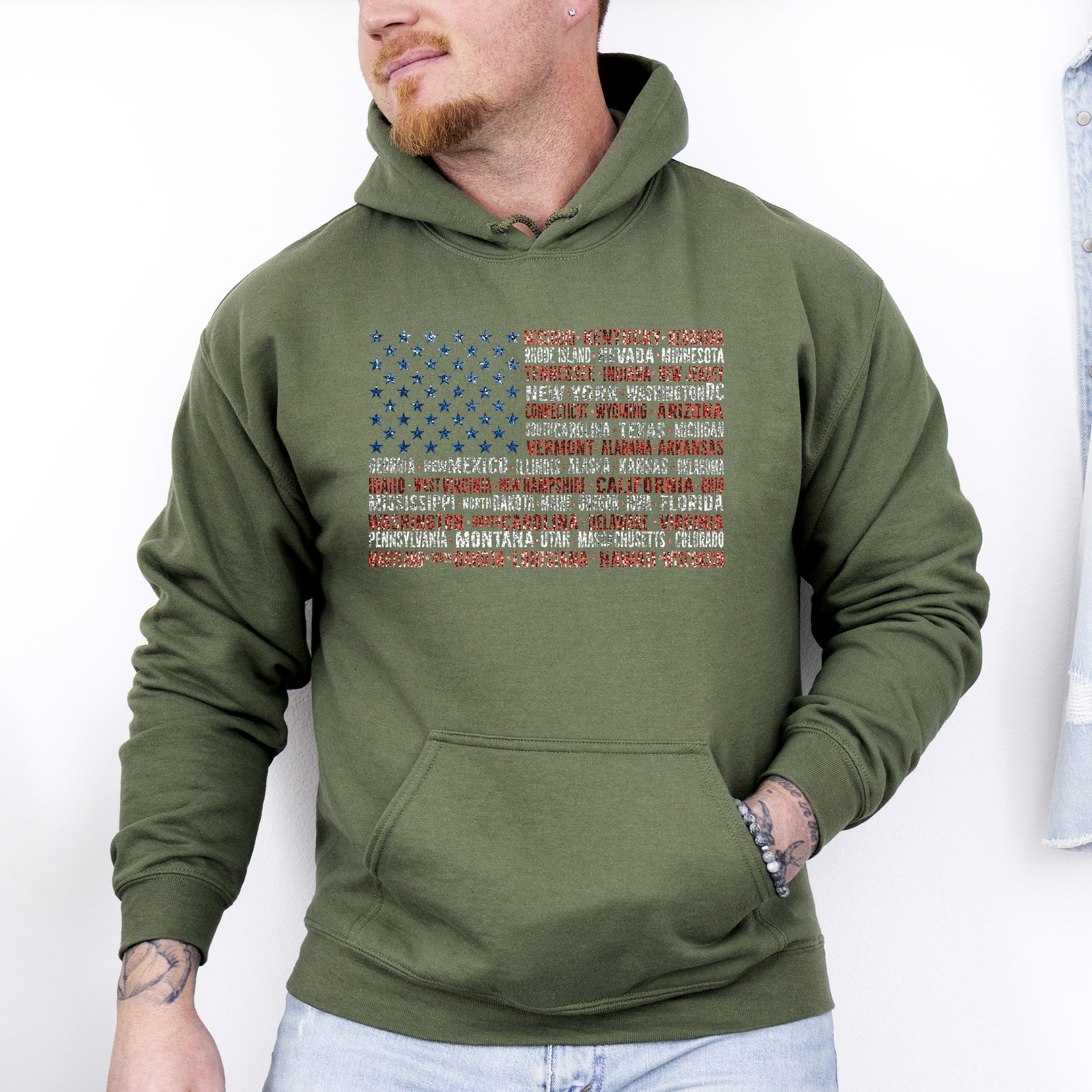 Graphic American Flag States Patriot USA Fourth of July Limited Edition Patriotic Hoodie