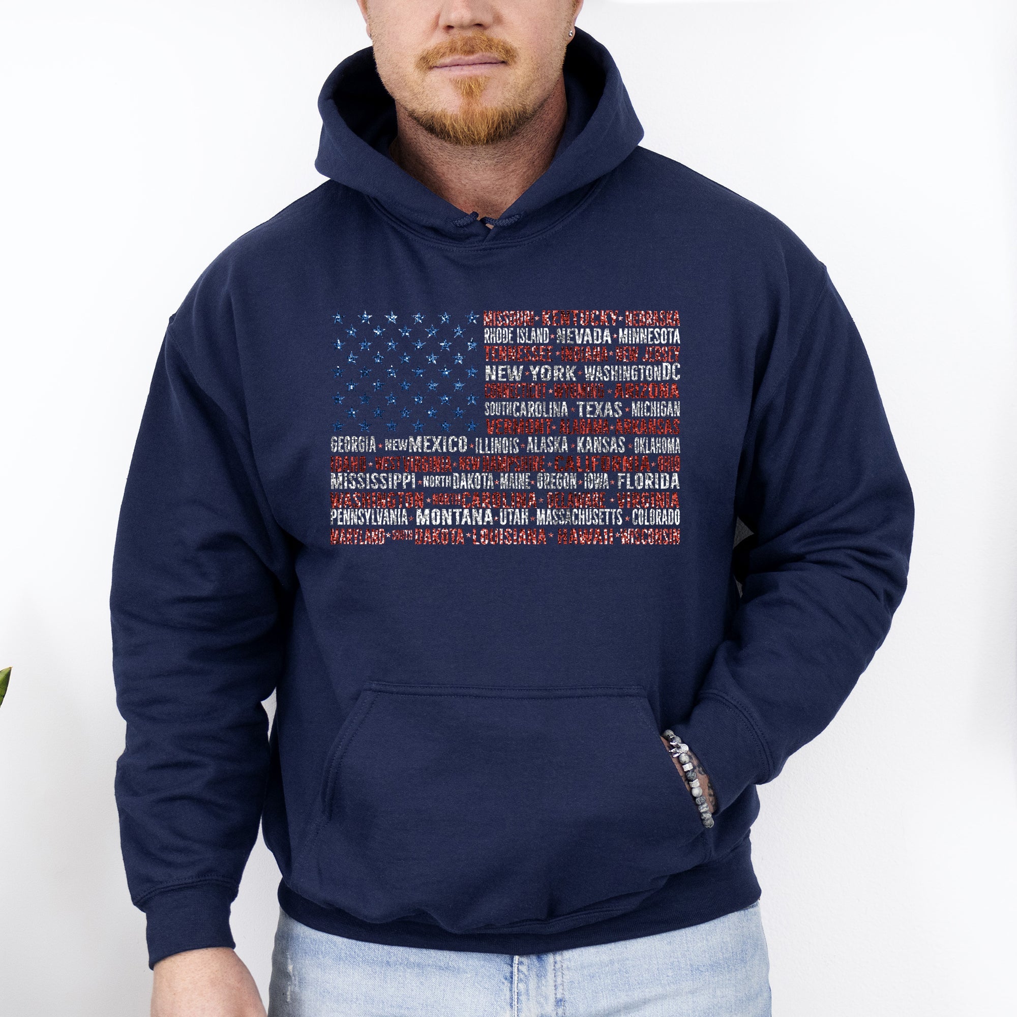Graphic American Flag States Patriot USA Fourth of July Limited Edition Patriotic Hoodie