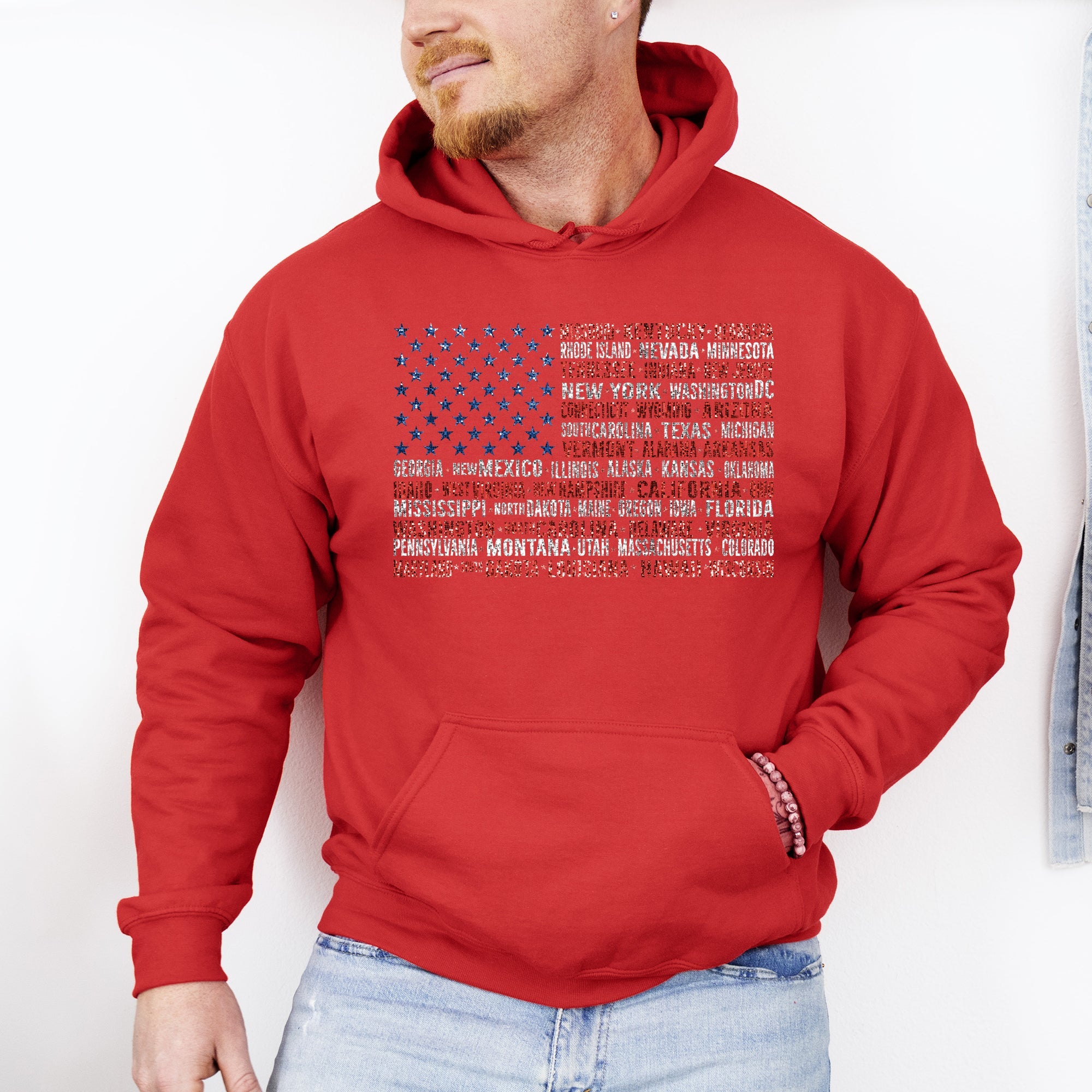 Graphic American Flag States Patriot USA Fourth of July Limited Edition Patriotic Hoodie